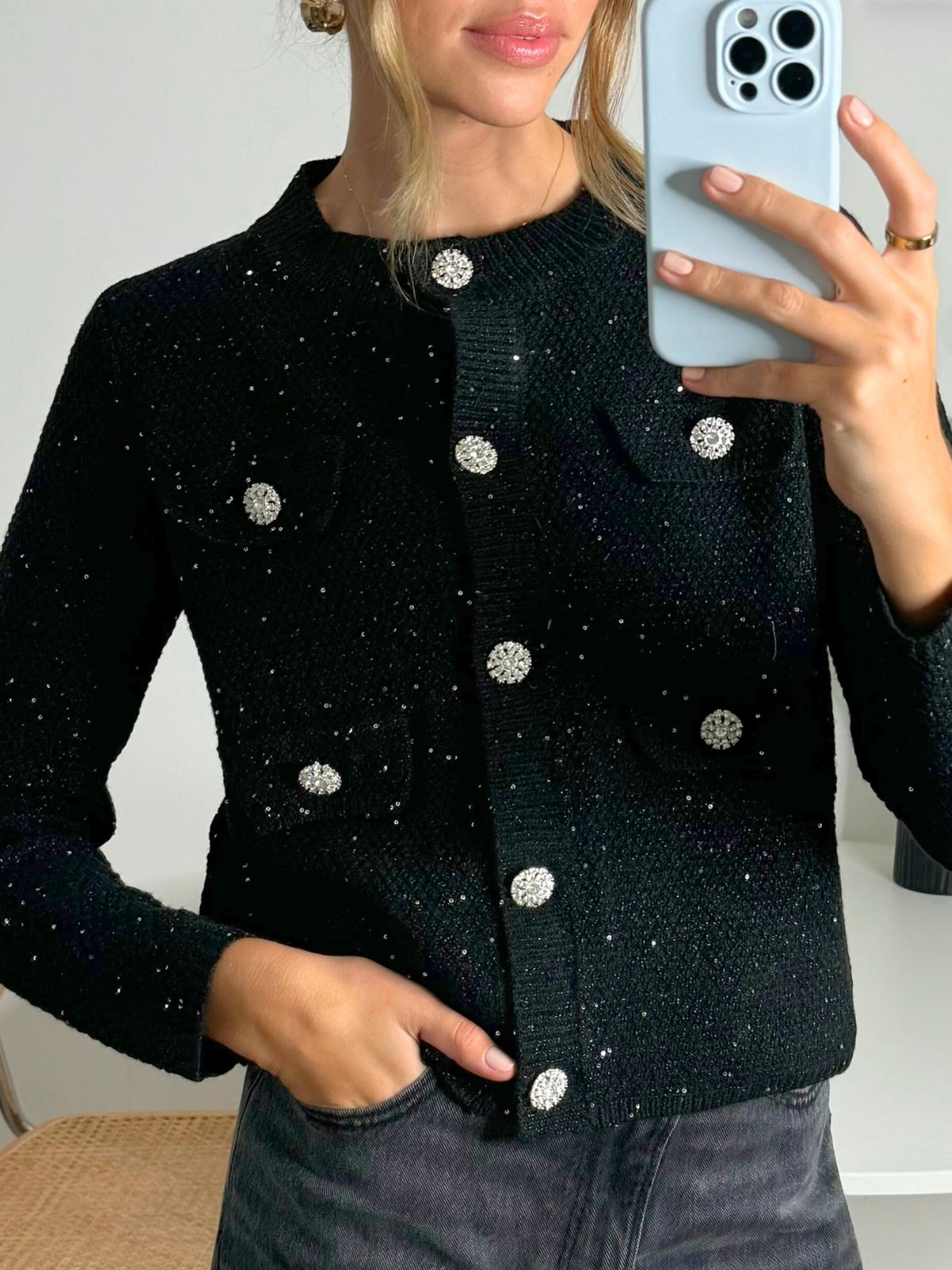 Rosanna Sparkle Cardigan in Black