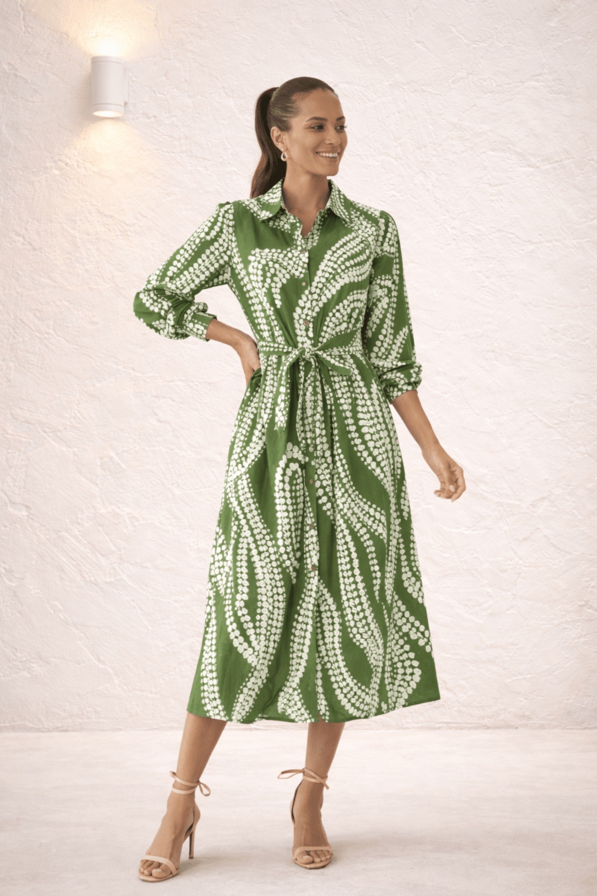 green leaf print shirt dress – Style Cheat Midi shirt