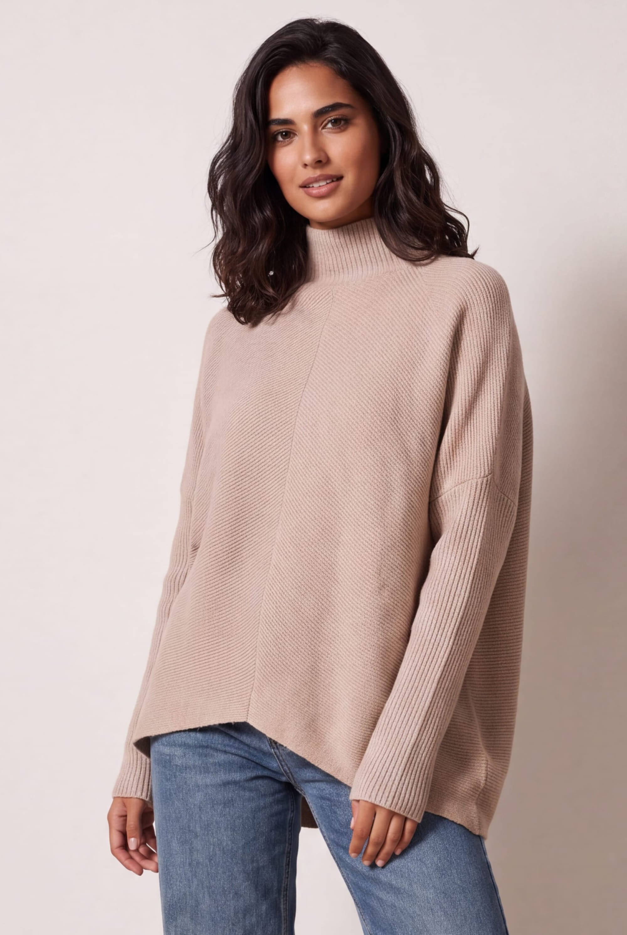 Hope Knitted High Neck Jumper / Beige
