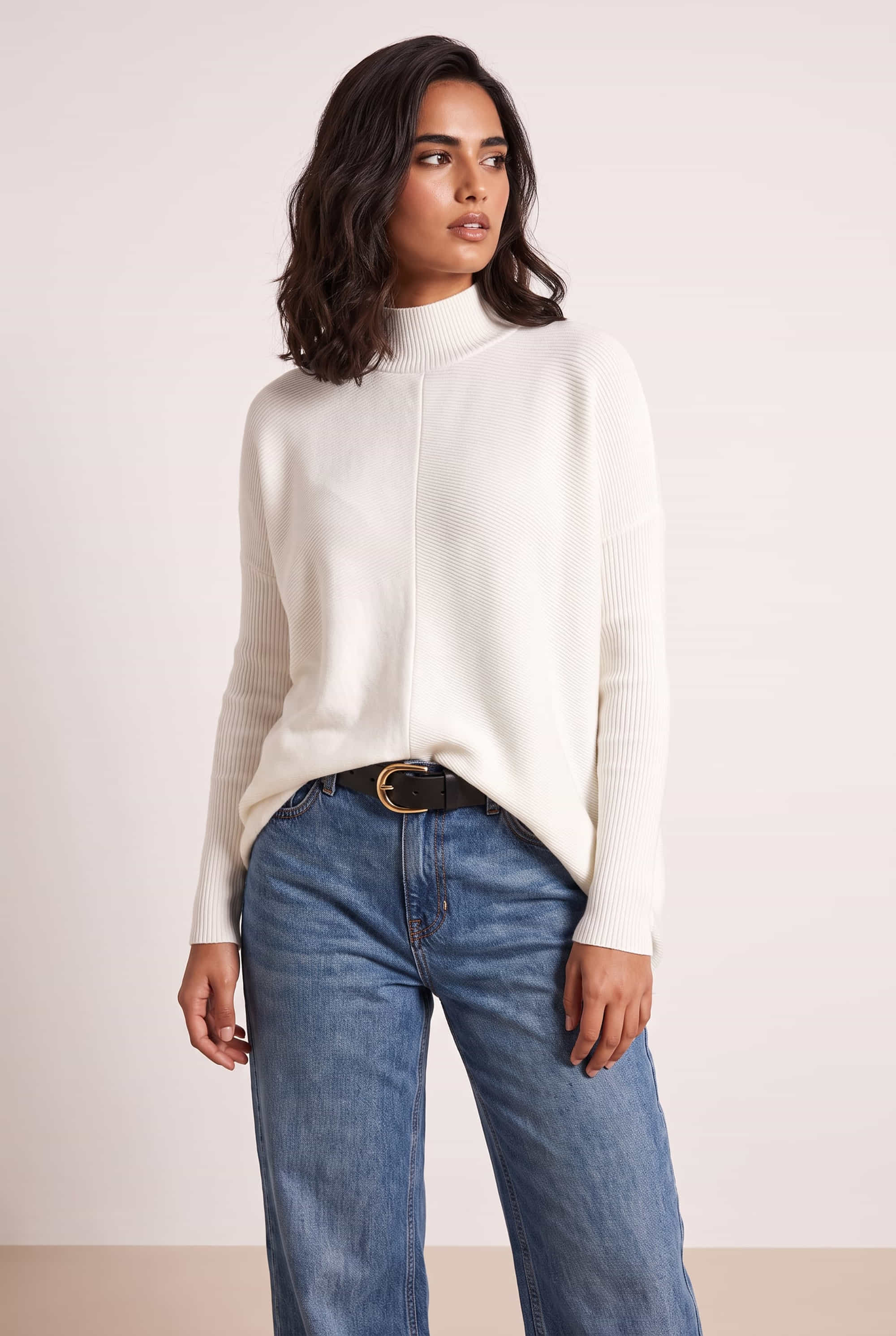 Hope Knitted High Neck Jumper / Ivory