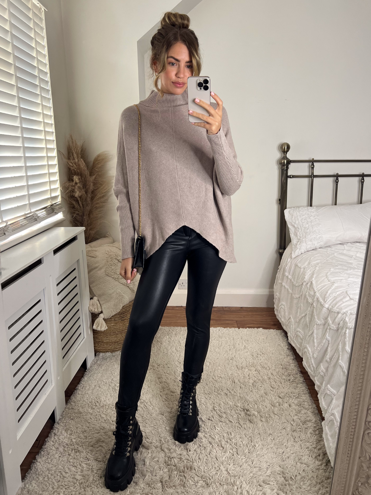 Longer Length Hope Knitted Jumper in Beige