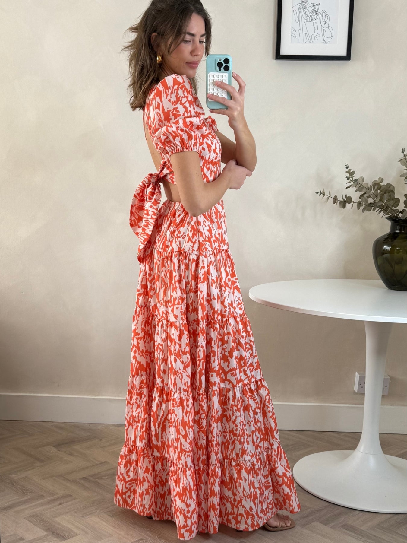 Zoe Tiered Cutout Maxi Dress / Orange