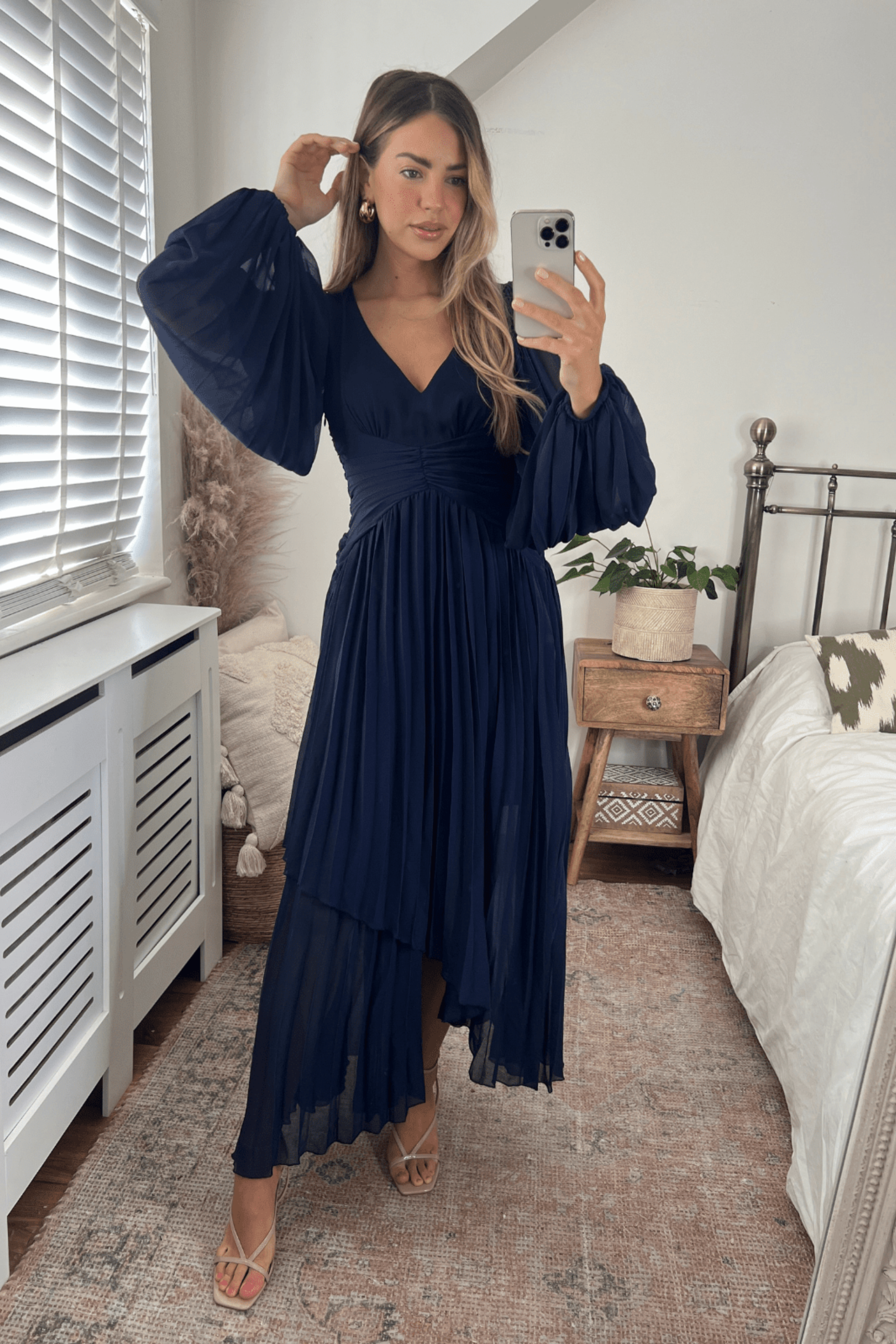 Navy Long Sleeve Maxi Dress
