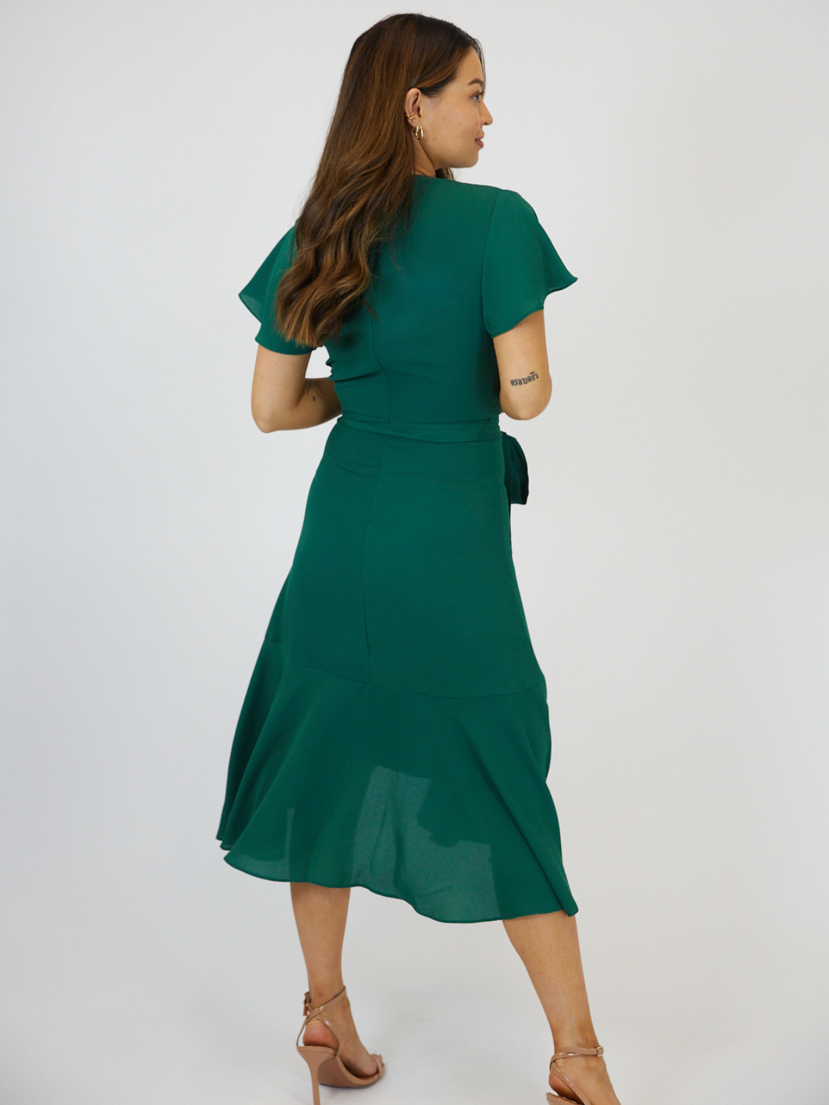 Green Wrap Midi Dress