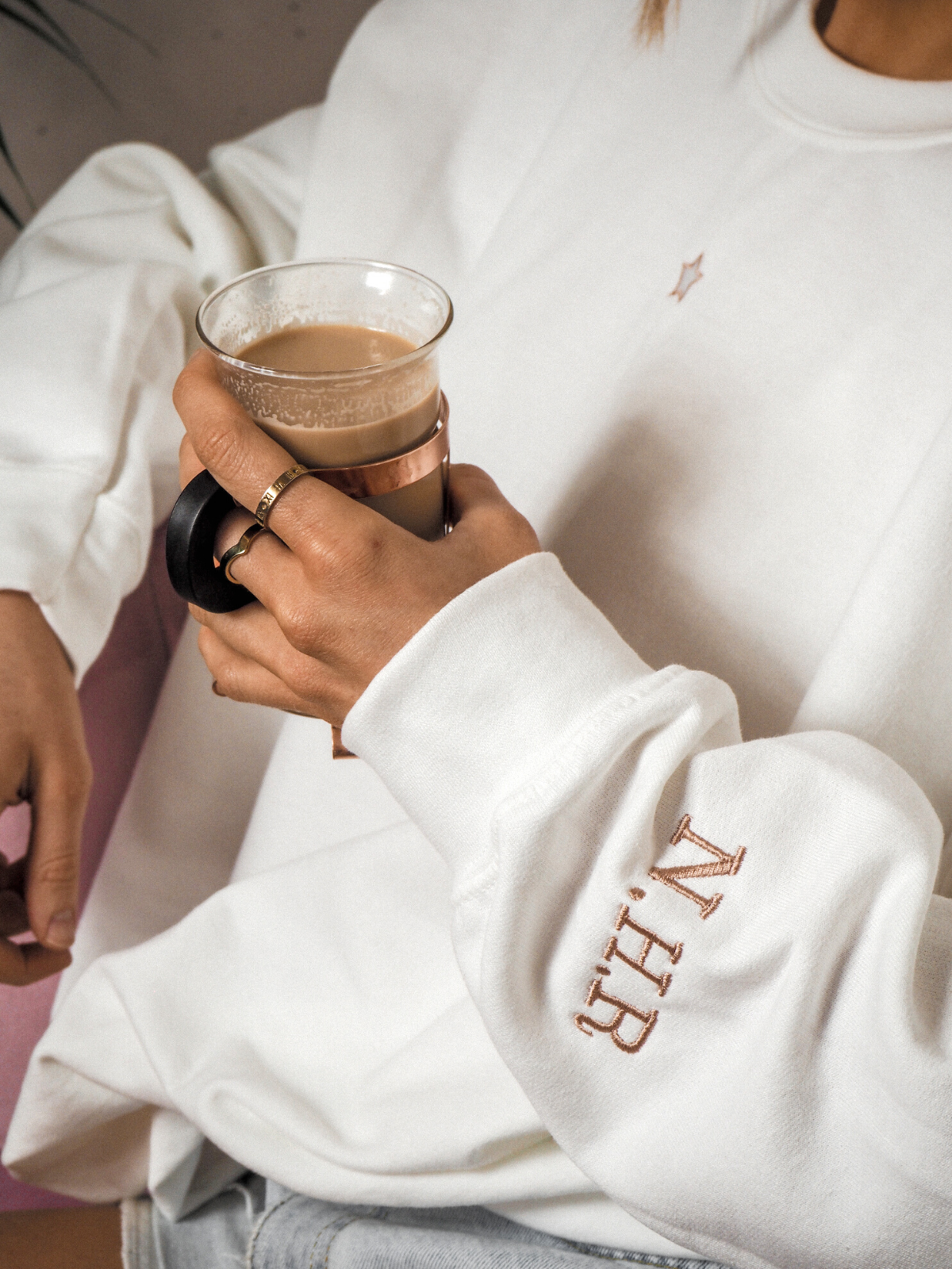 Personalised White Sweater | Kai White Round Neck Sweater