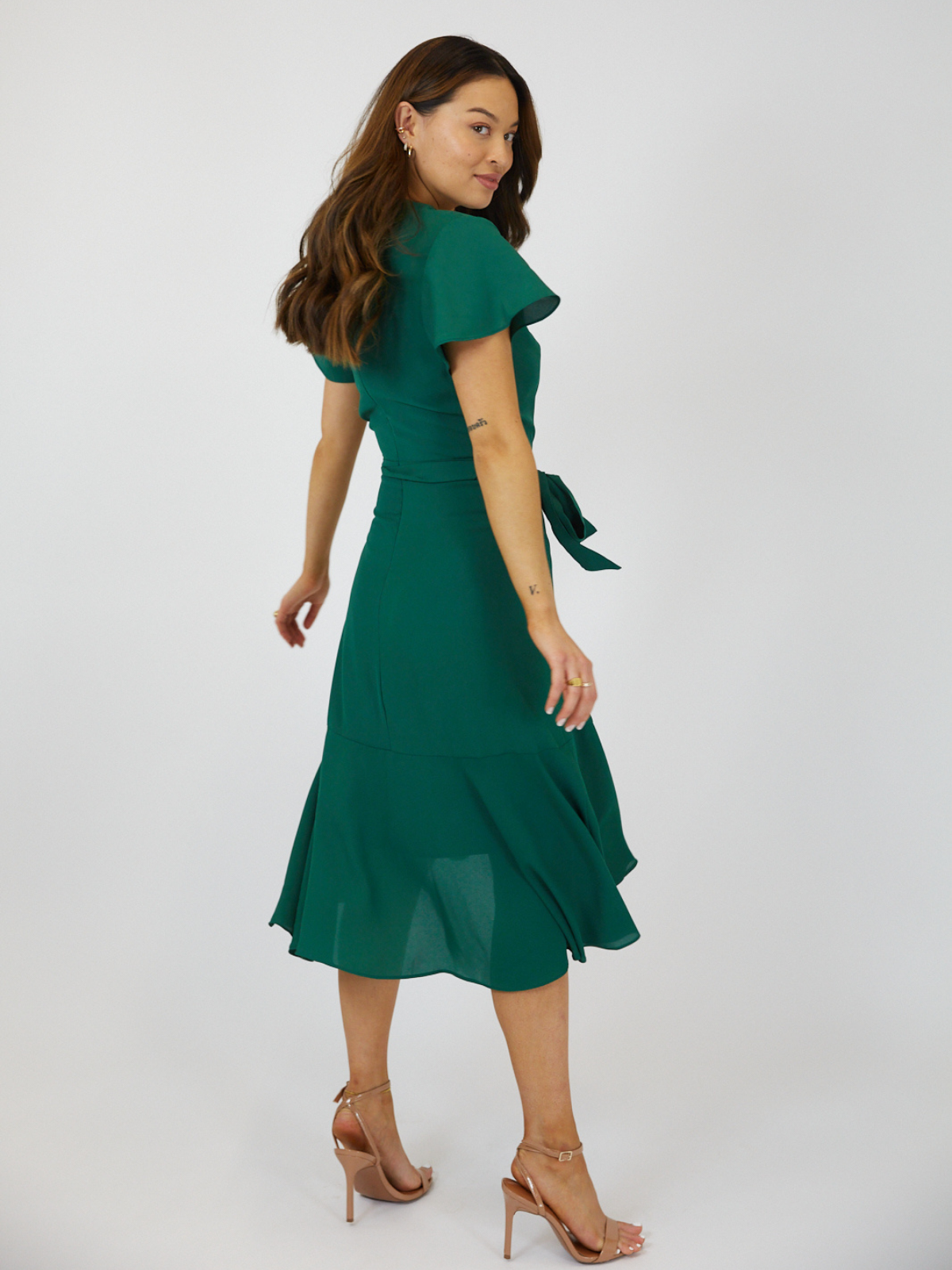 Green Wrap Midi Dress