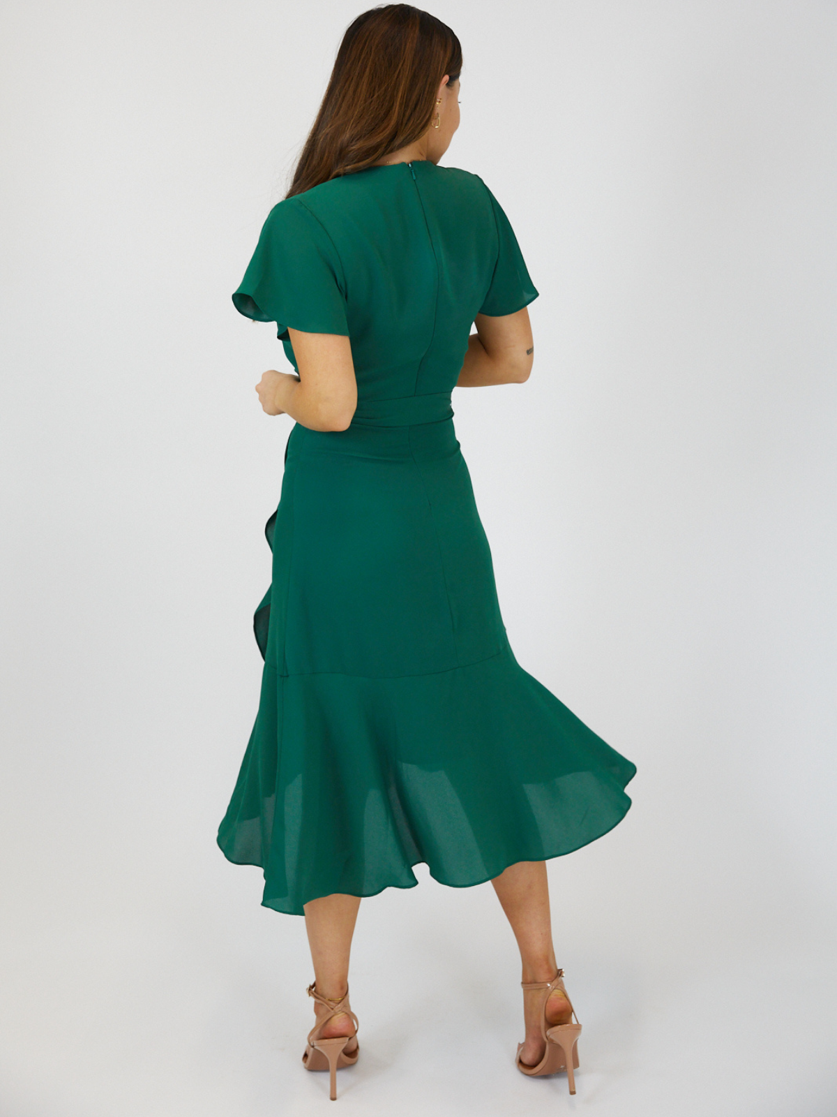 Green Wrap Midi Dress