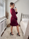 Red Wrap Mini Dress | Bobbi Merlot Satin Dress
