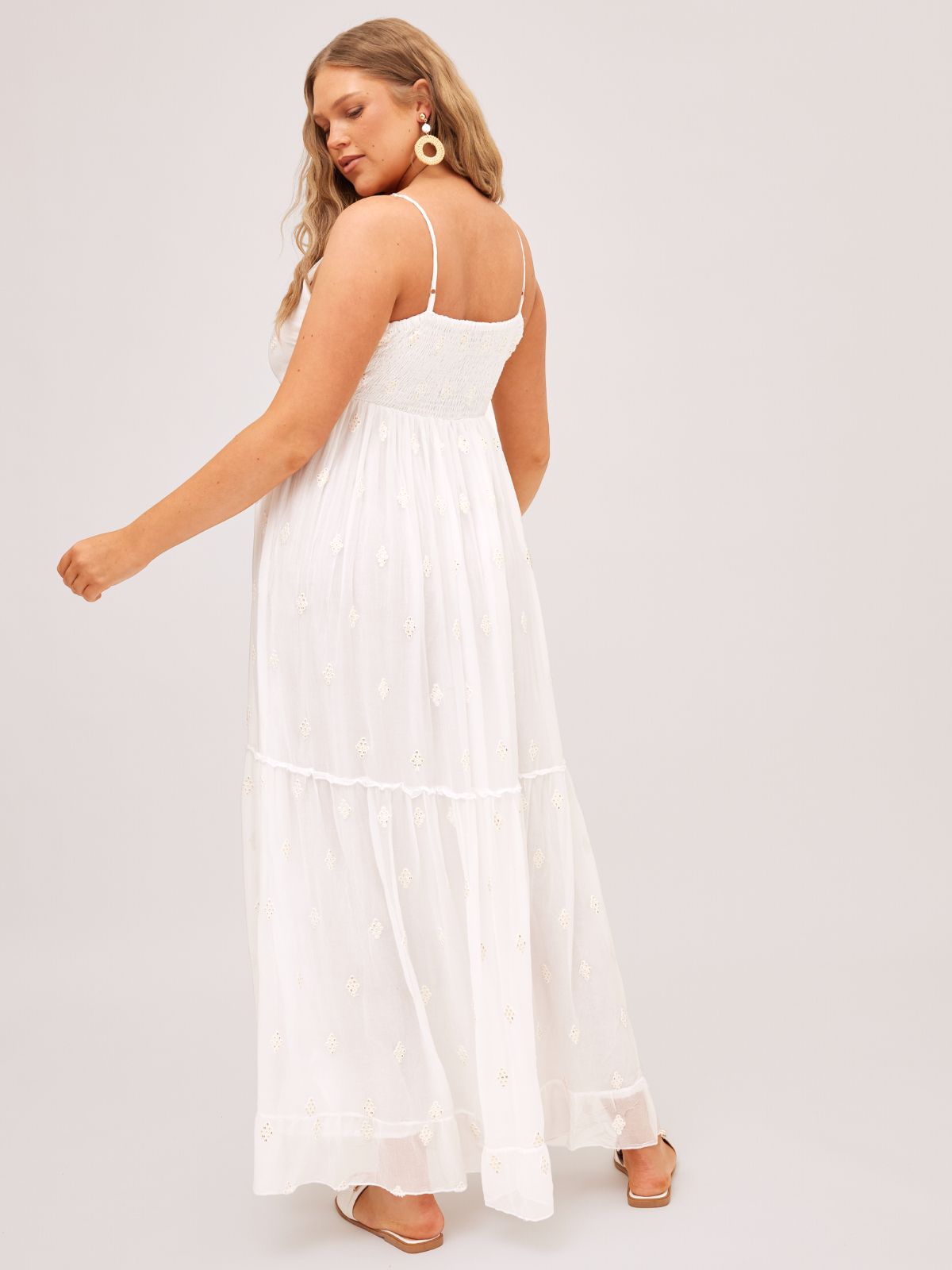 South Beach Marbella Tie Front Sequin Maxi Dress / White