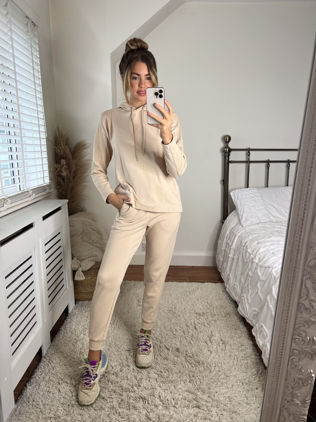 Cream Joggers | Neutral Rib Detail Jogger