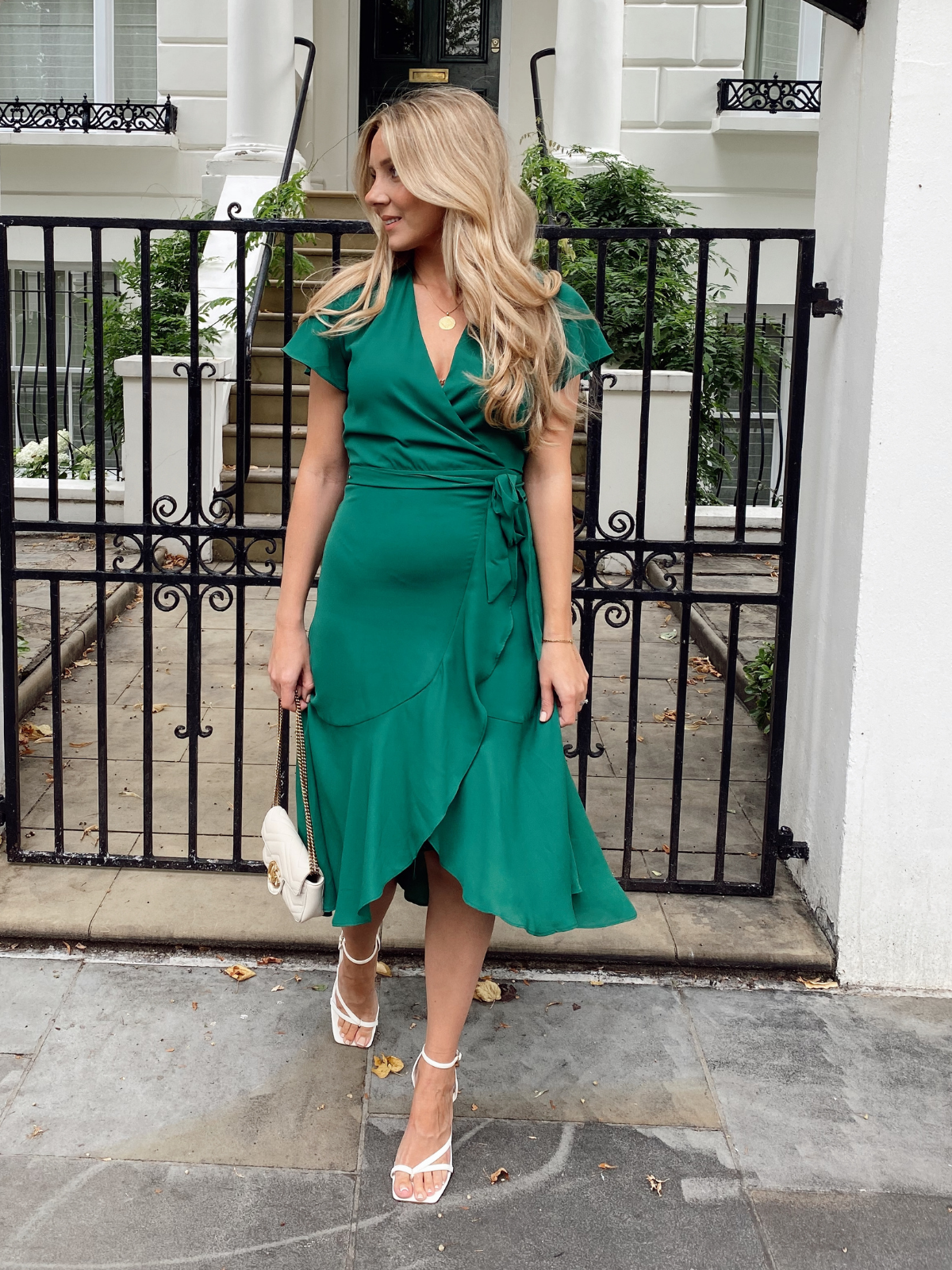 Green Wrap Midi Dress