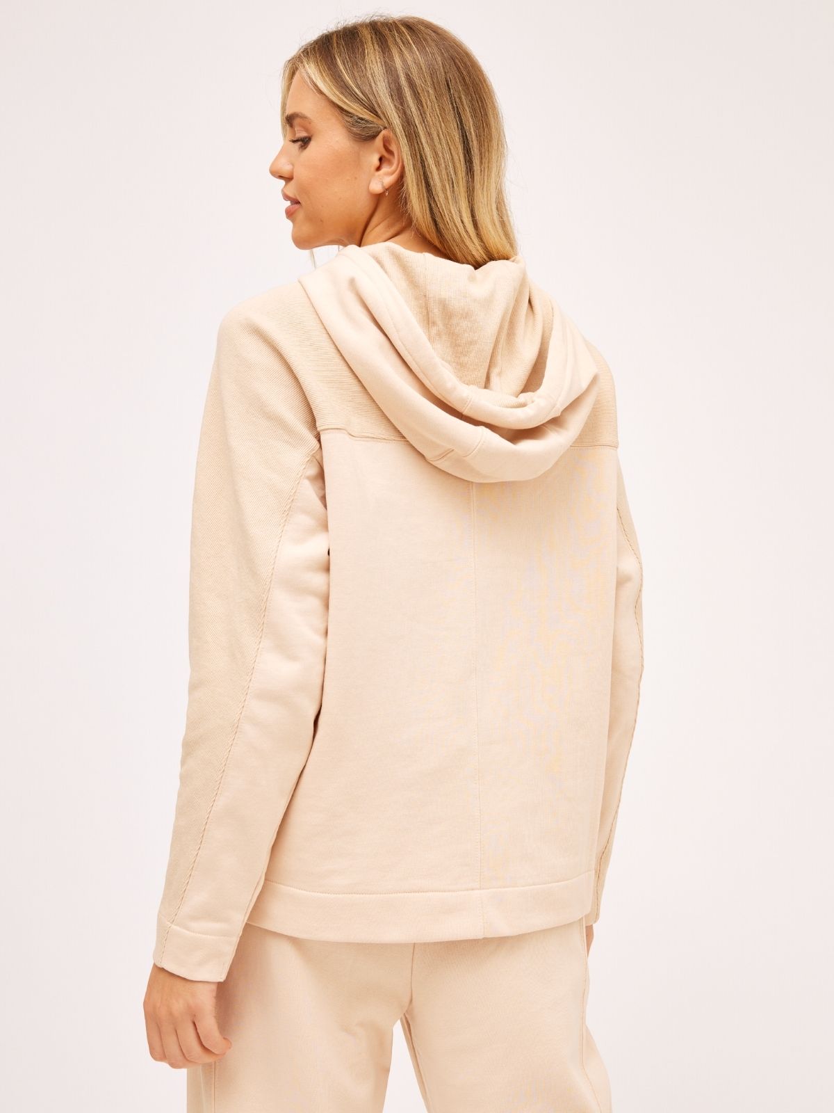 Cream Hoodie | Neutral Rib Detail Hoodie