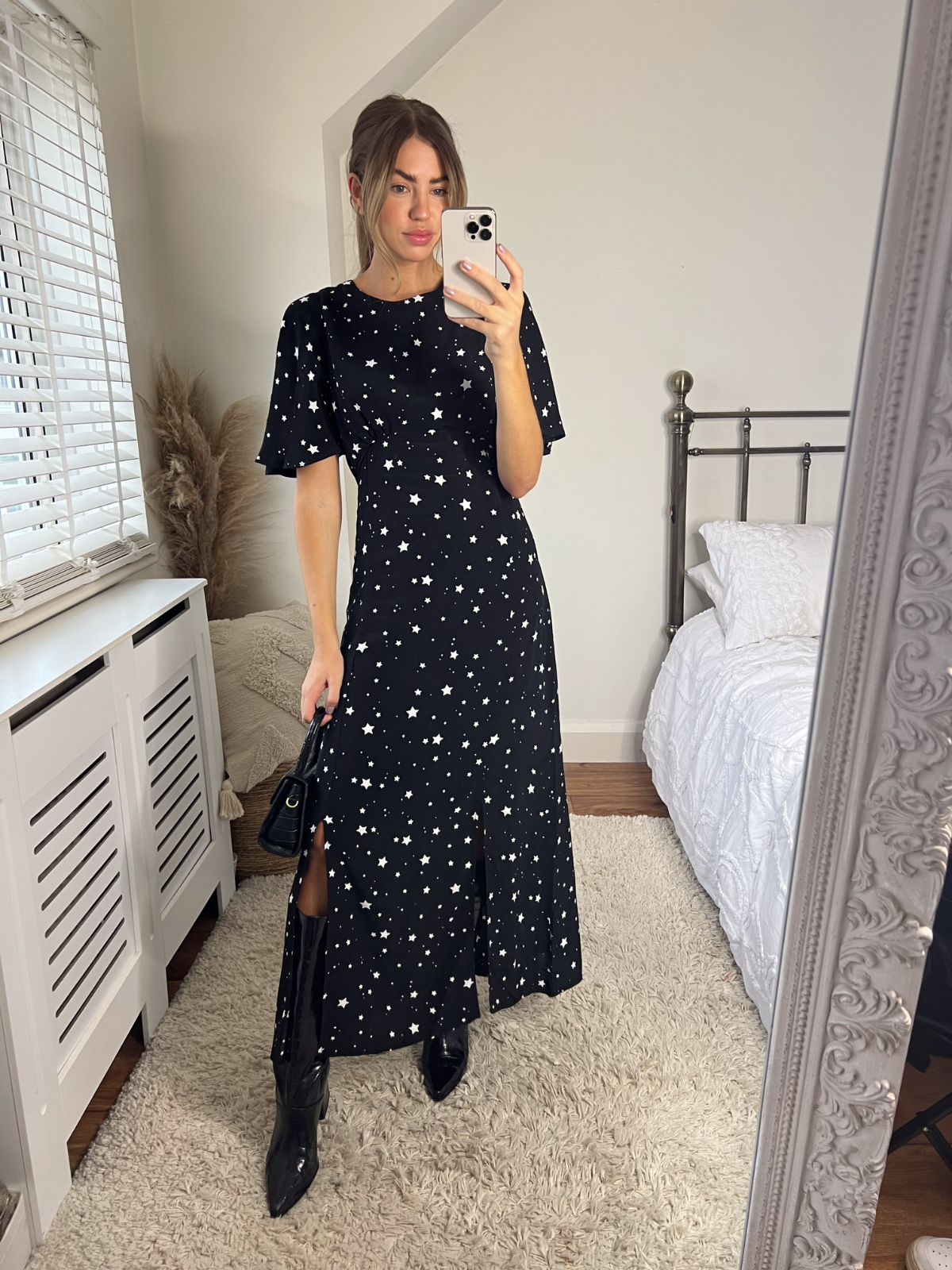 Star Print Midi Dress | Bailey Angel Sleeve Dress