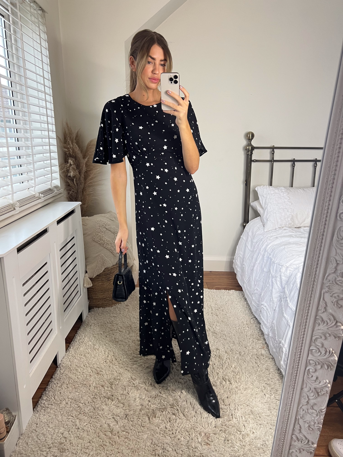 Star Print Midi Dress | Bailey Angel Sleeve Dress