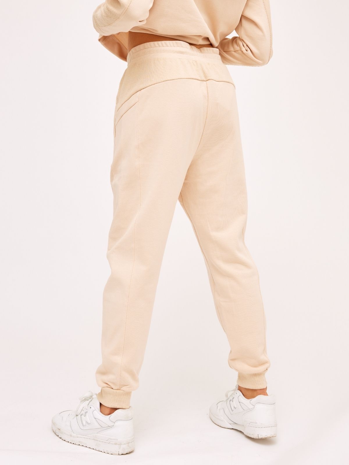 Cream Joggers | Neutral Rib Detail Jogger