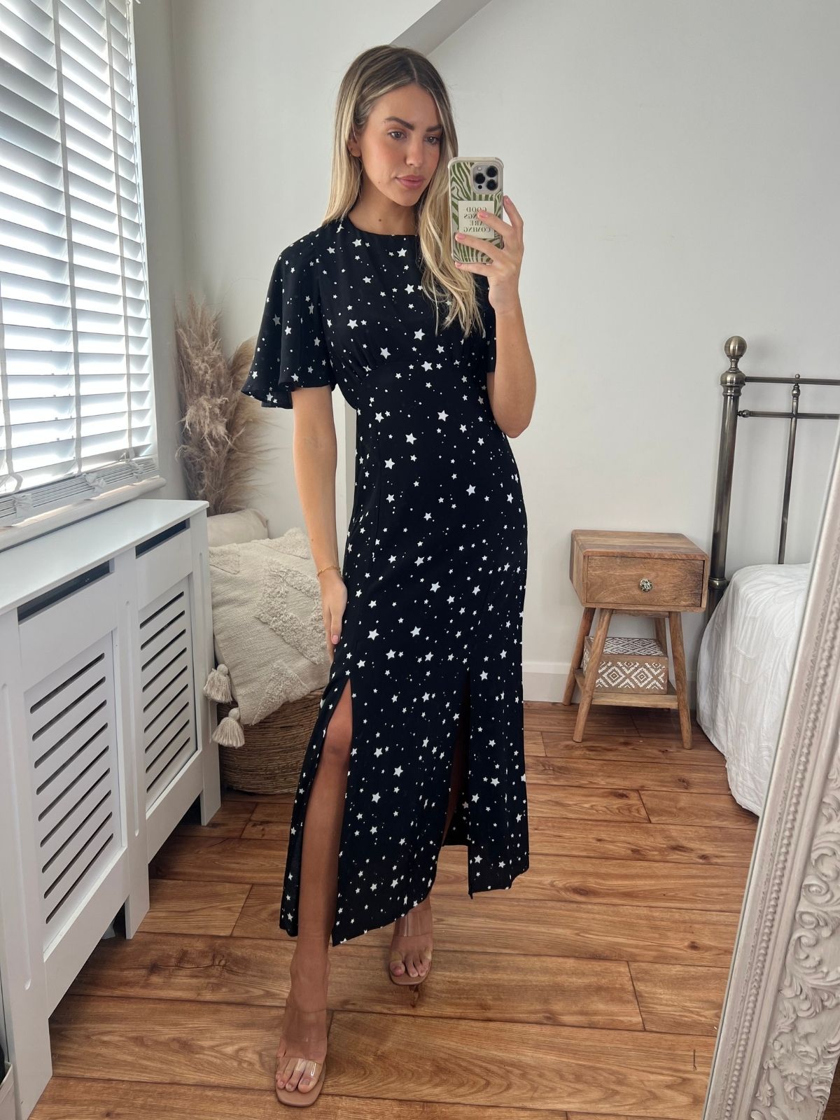 Star Print Midi Dress | Bailey Angel Sleeve Dress