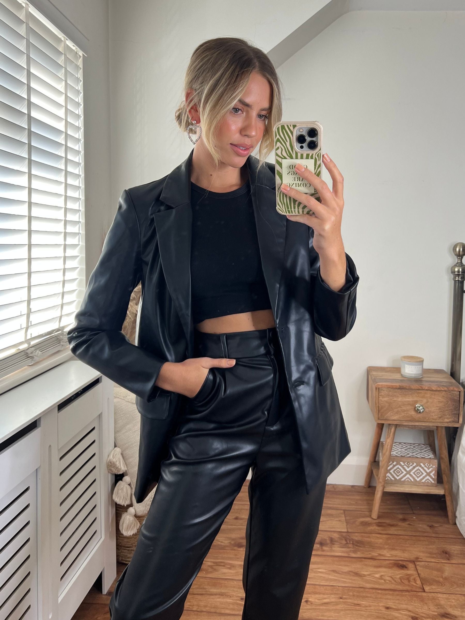 Black PU Blazer
