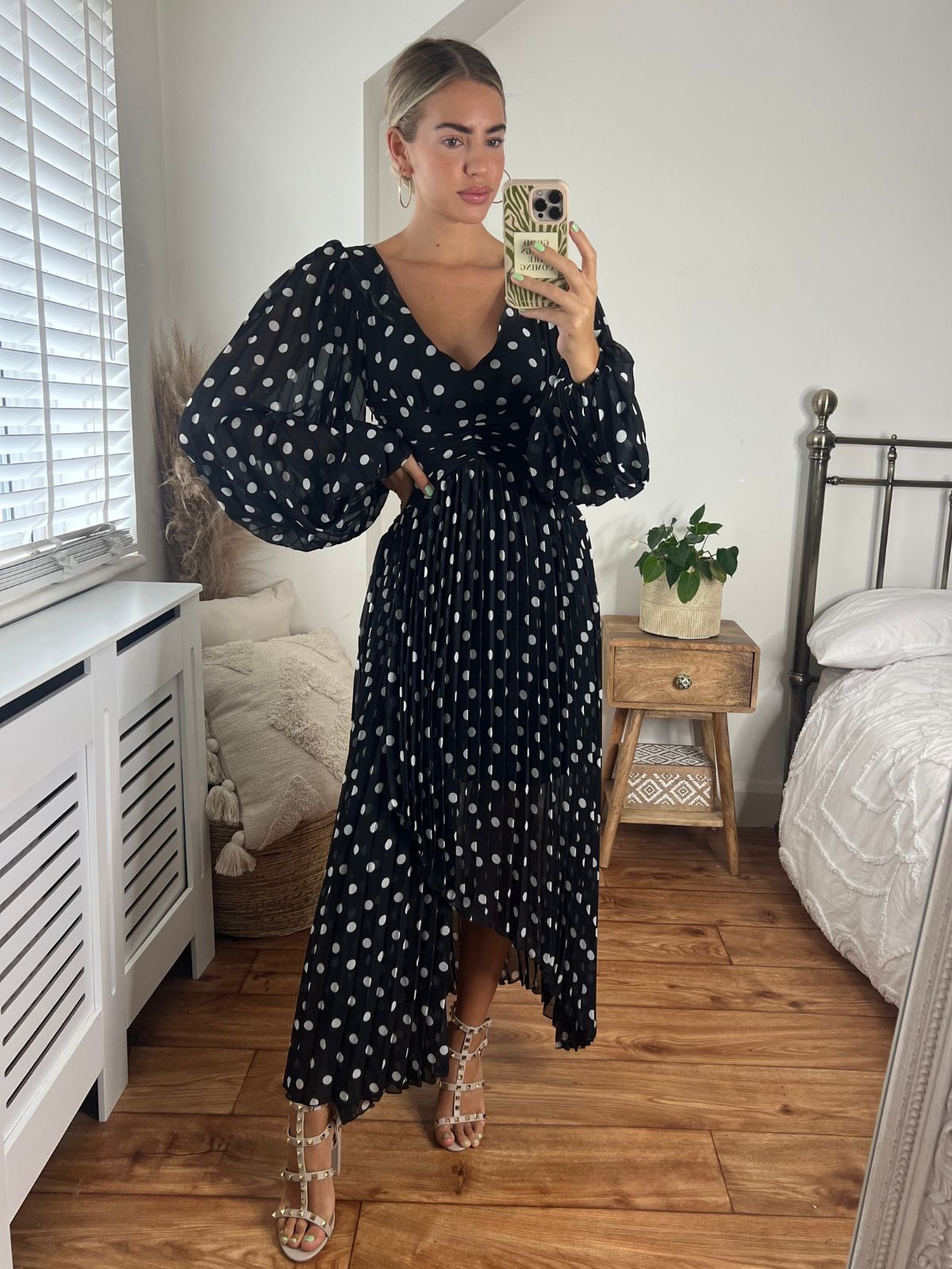 Long Sleeve Spotted Dress