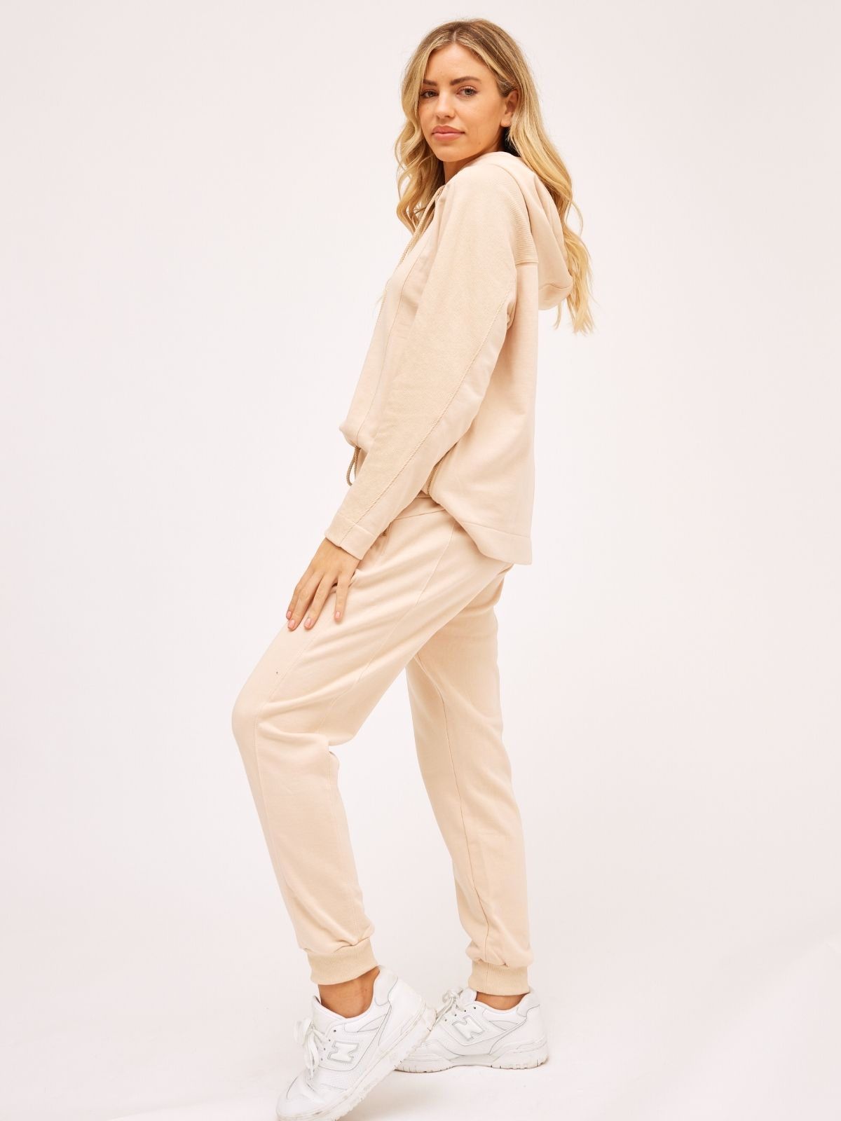 Cream Joggers | Neutral Rib Detail Jogger