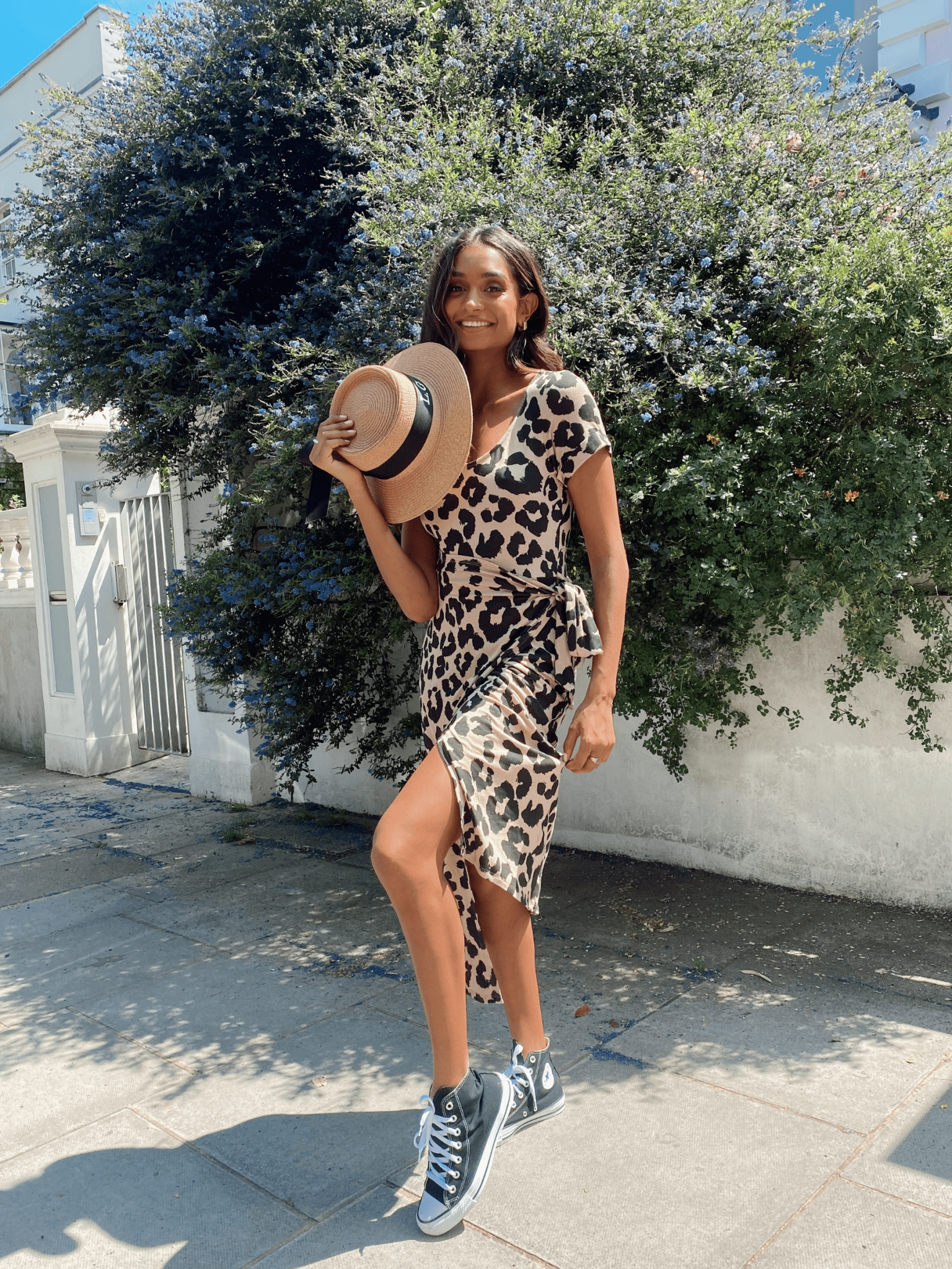 Naomi Animal Print Jersey Wrap Midi Dress - Main Image