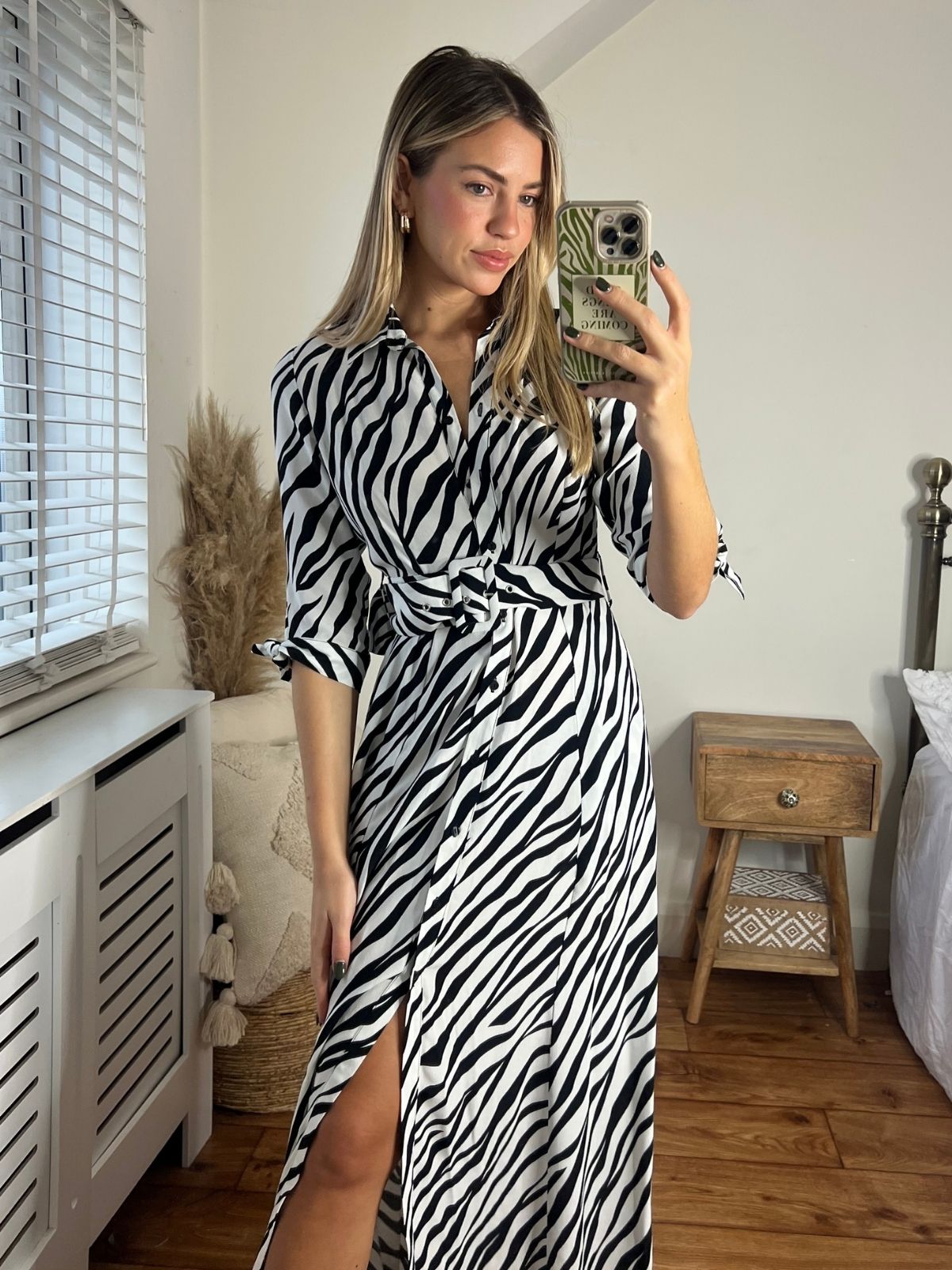 Zebra Print Shirt Dress