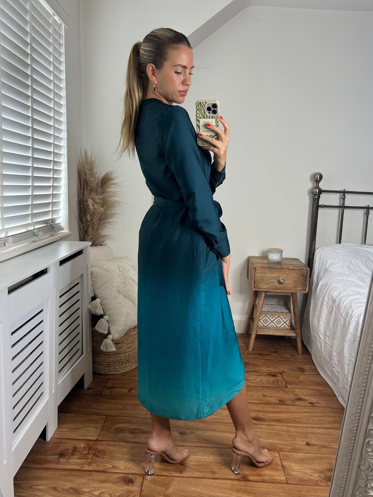 Green Ombre Dress | Fergie Reversible 2 in 1 Wrap Midi Dress