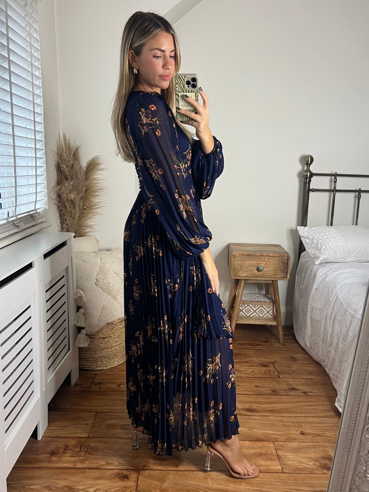 Long Sleeve Navy Floral Maxi Dress