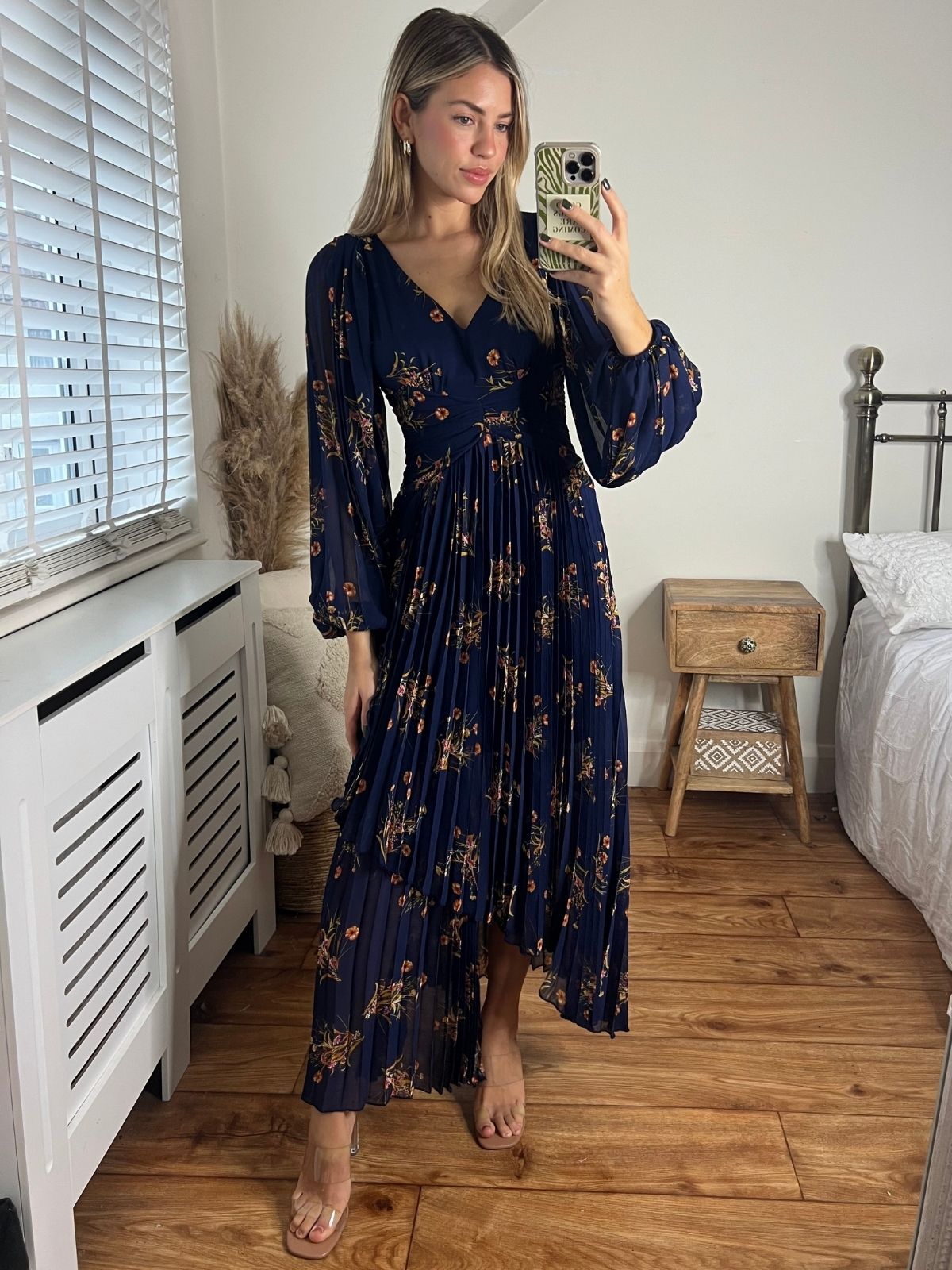 Long Sleeve Navy Floral Maxi Dress