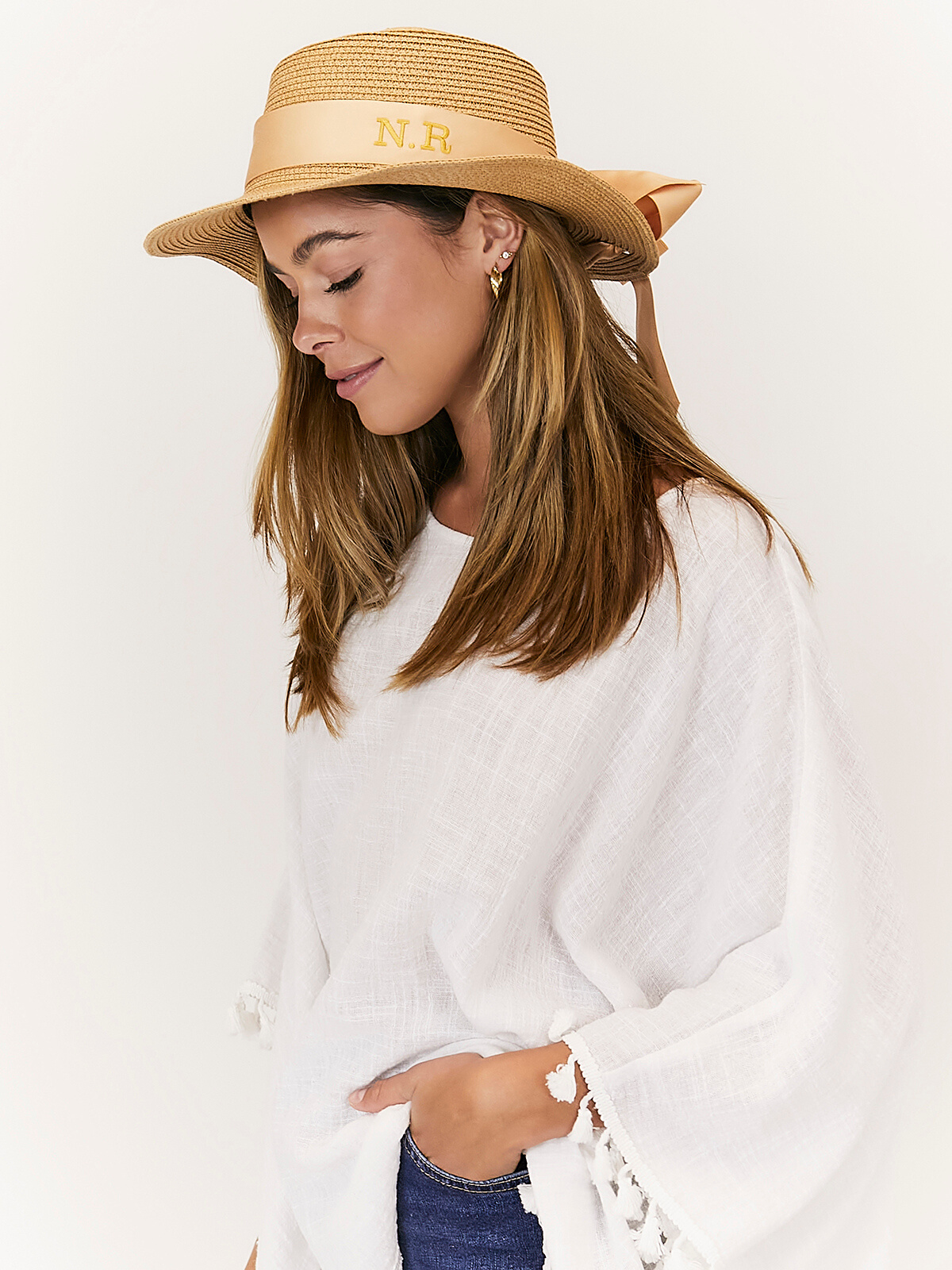 Mykonos Personalised Rose Gold Ribbon Panama Hat