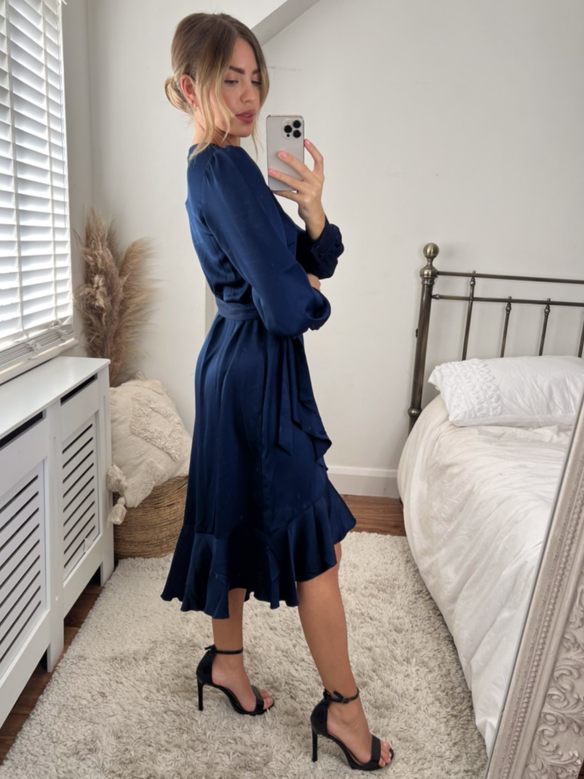 Navy Midi Wrap Dress