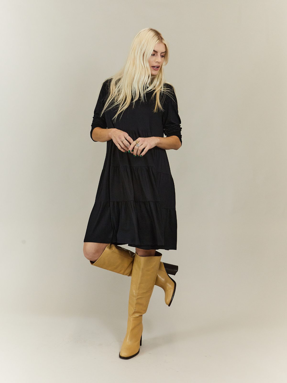 Black Tiered Smock Dress Stef Jersey Mini Smock Dress Style Cheat