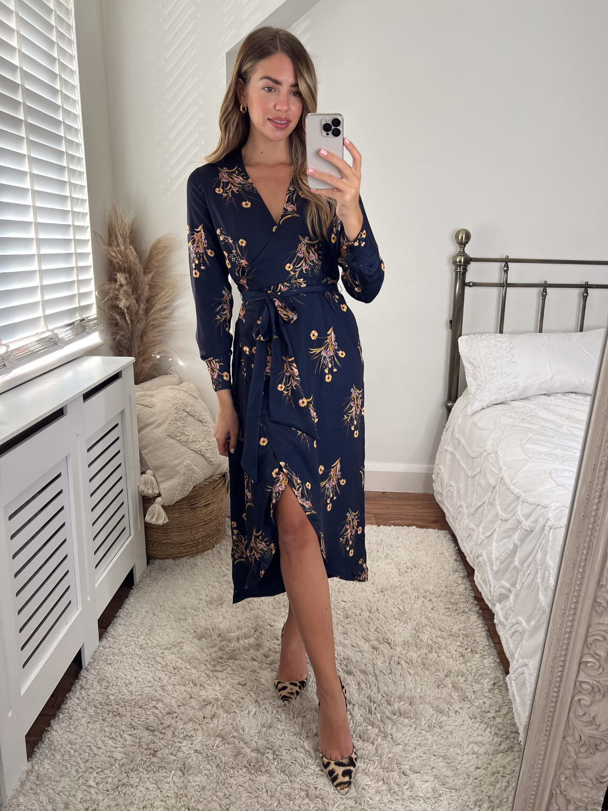 Floral wrap midi outlet
