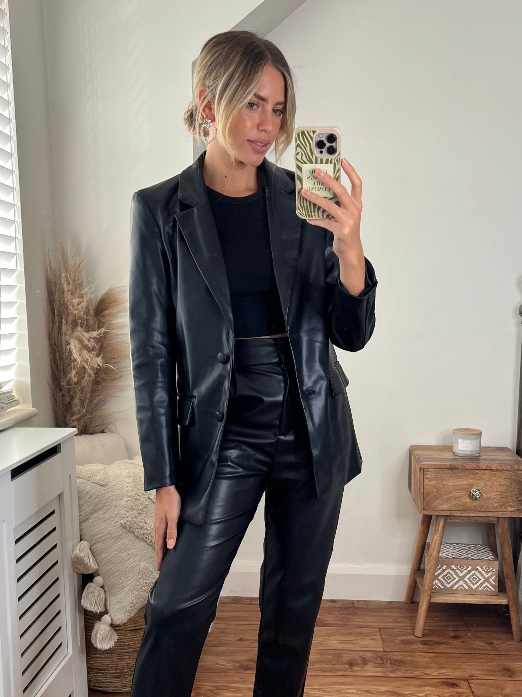 Black PU Blazer