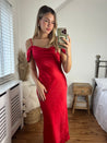 Midi Red Slip Dress