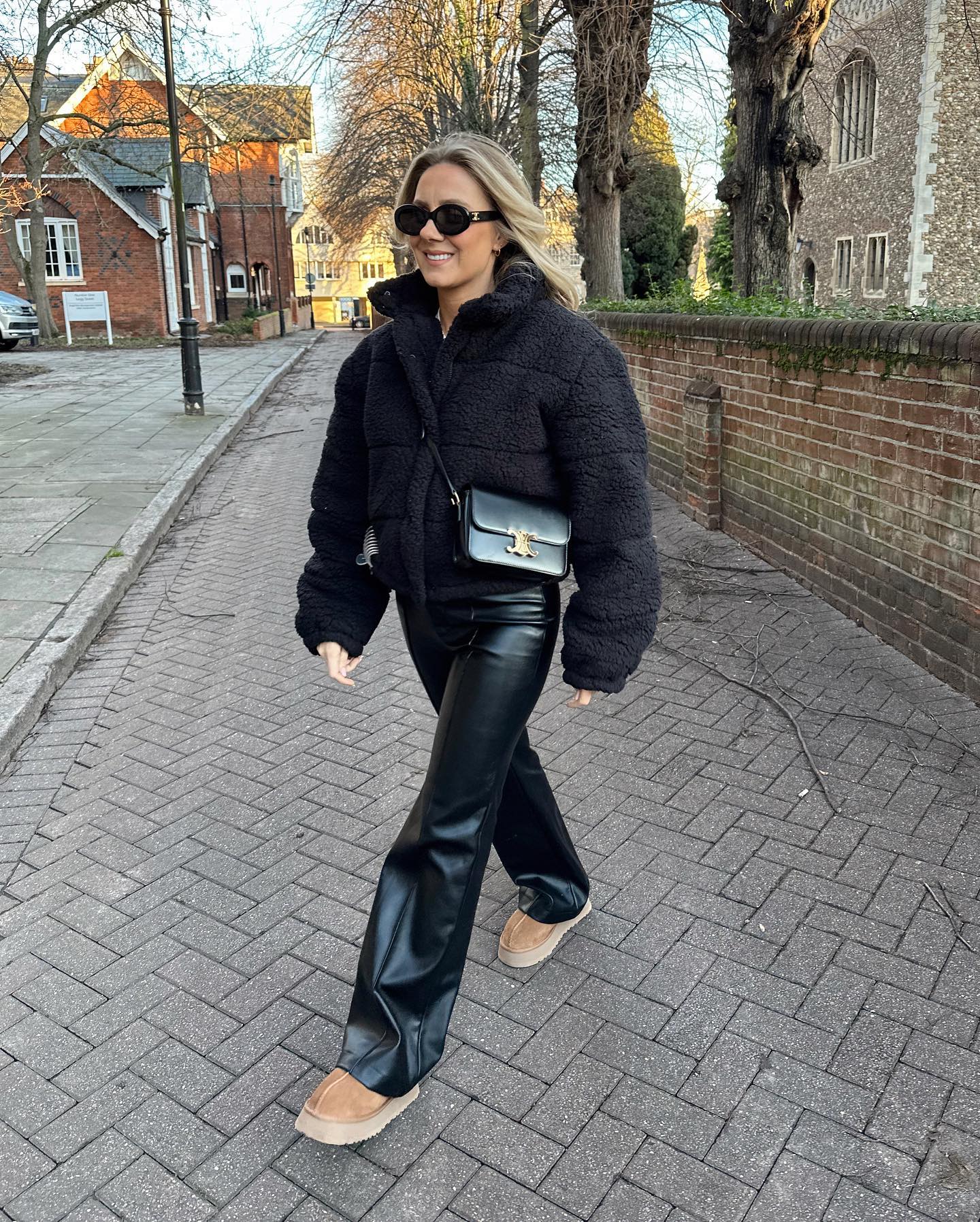 Alyssa PU Flare Trousers in Black