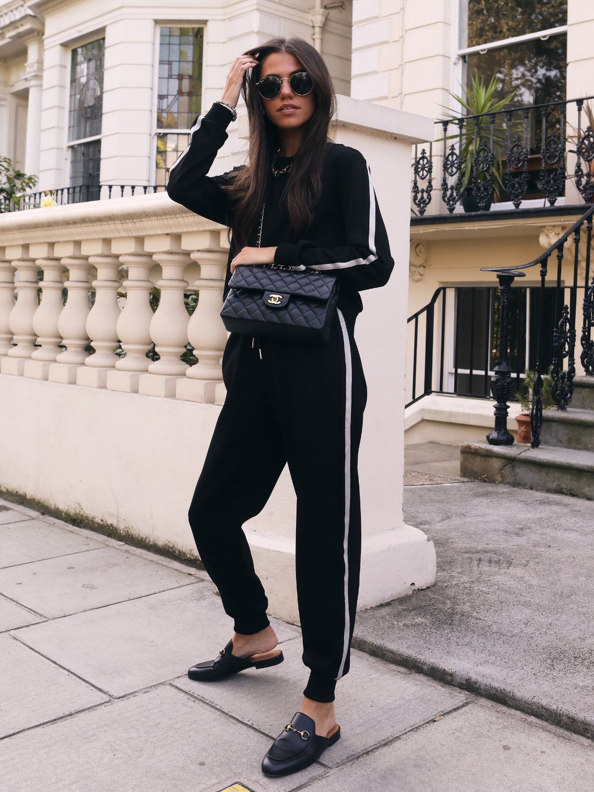 Black Joggers with White Stripe