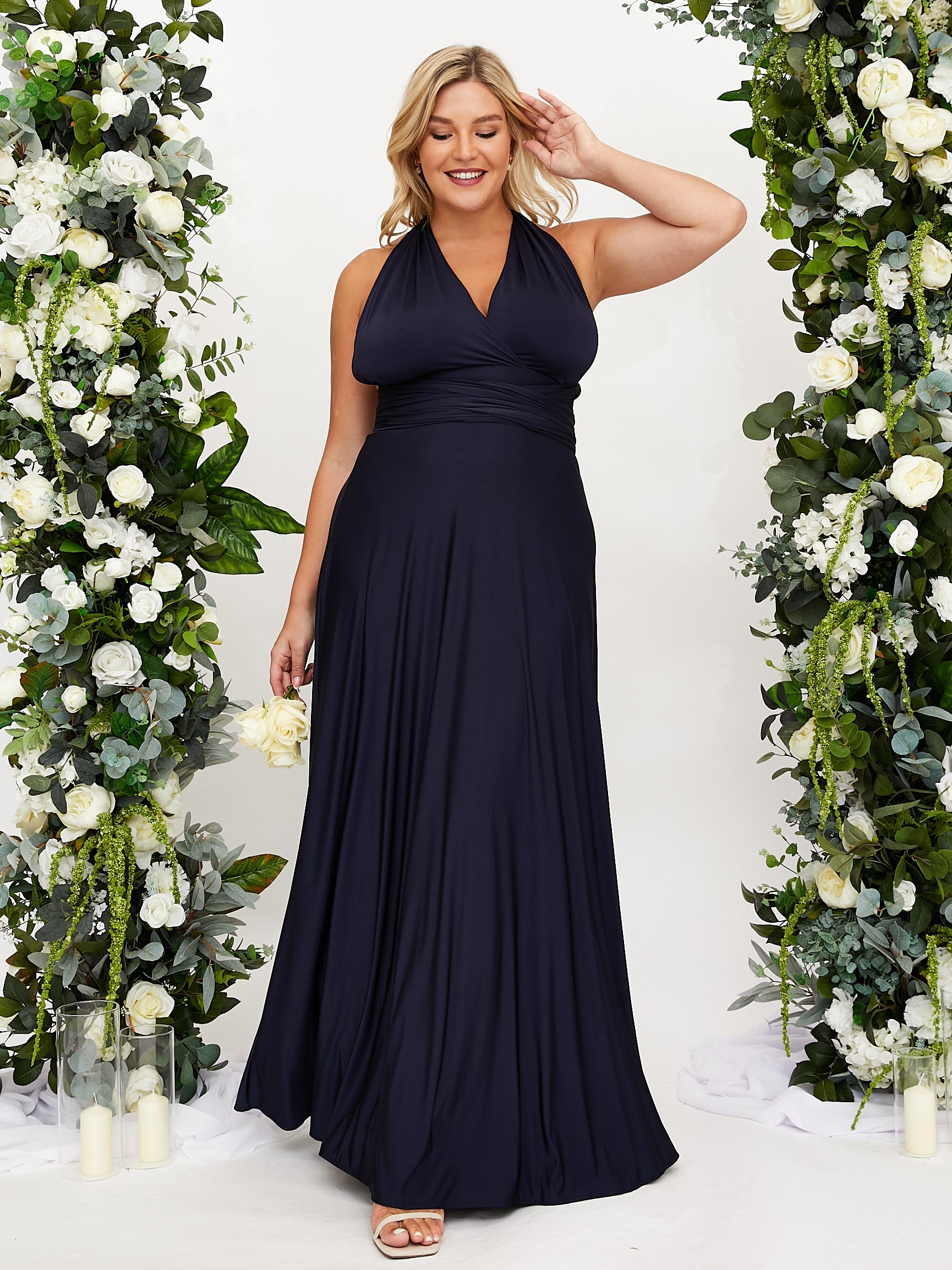 Multi-way Slinky Maxi Dress / Navy