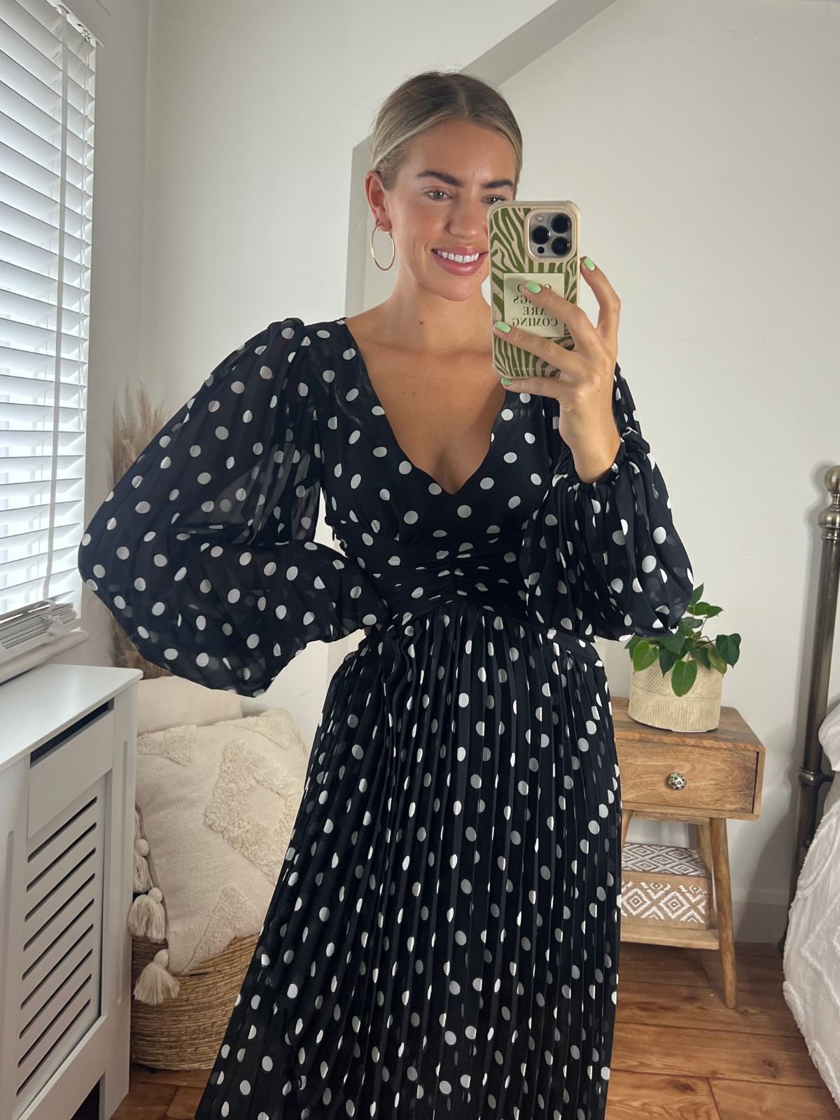 Long Sleeve Spotted Dress