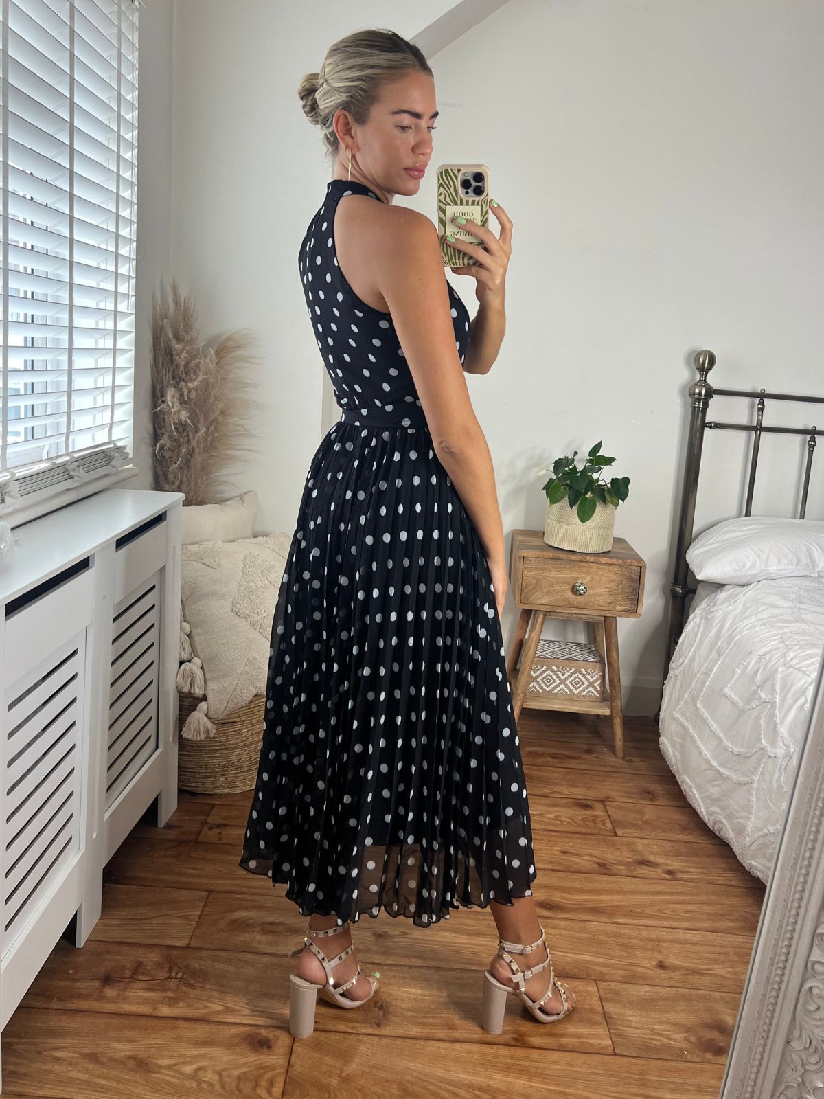 Mono Spot Pleated Maxi Dress