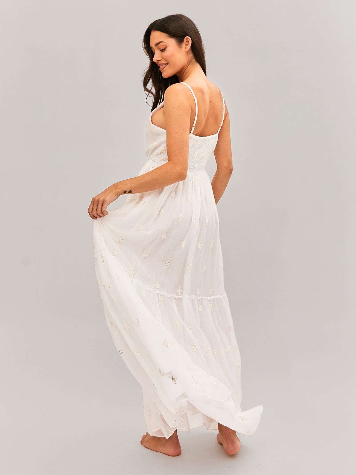 South Beach Marbella Tie Front Sequin Maxi Dress / White