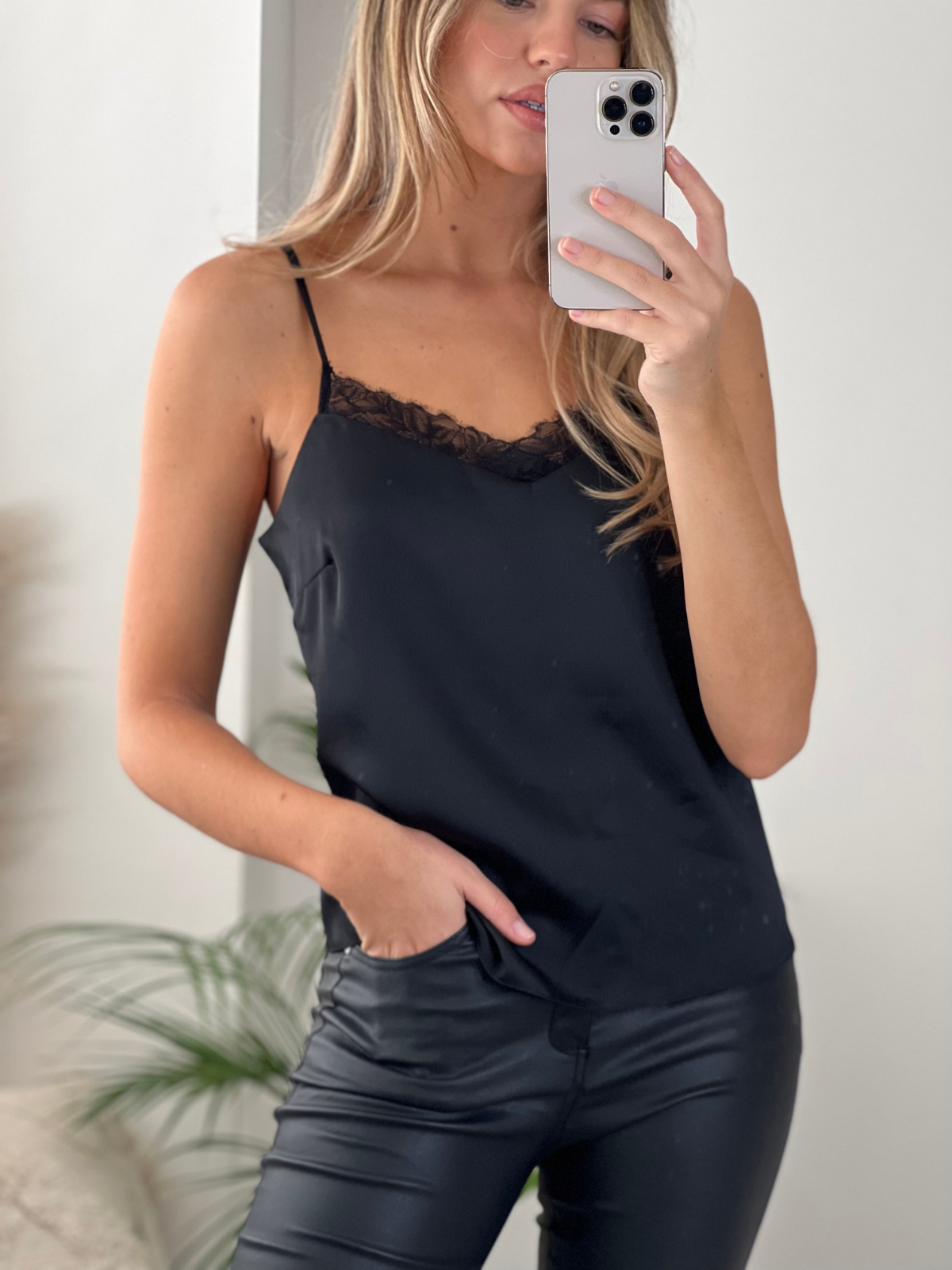 Rose Black Lace Insert Cami Top – Style Cheat