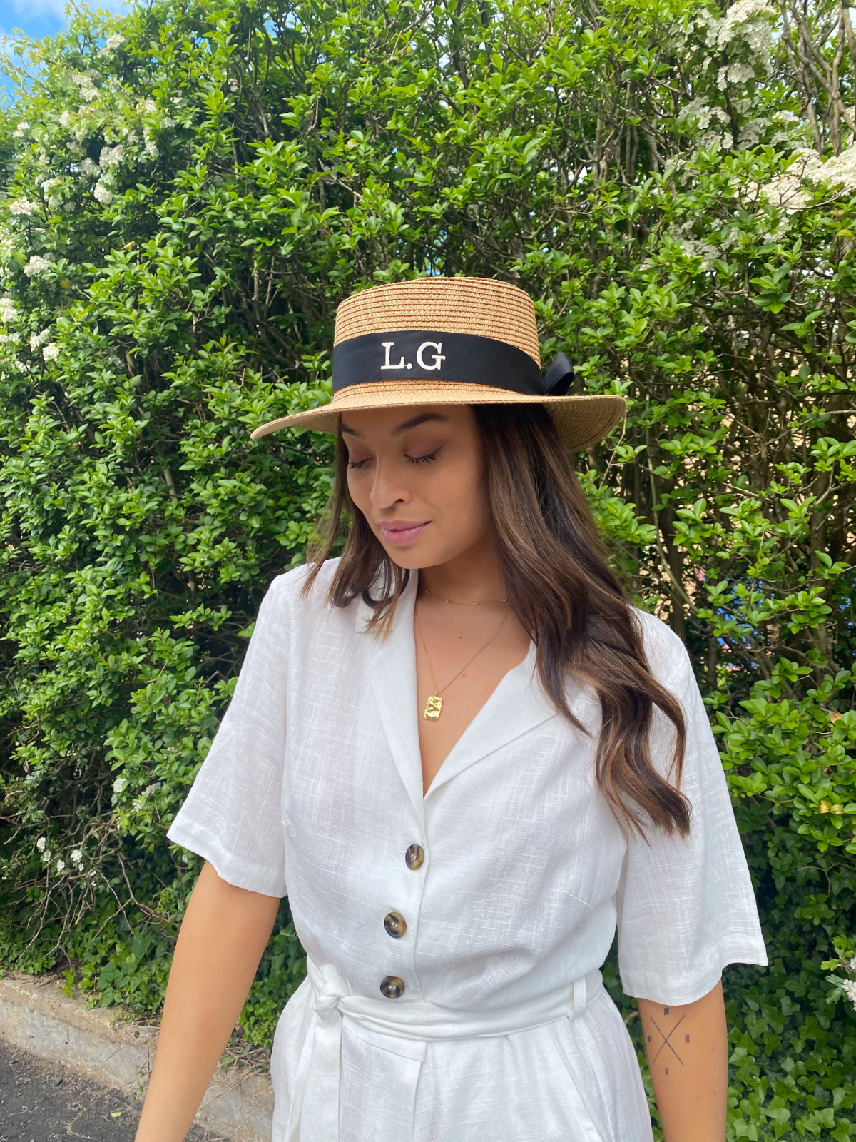 Mykonos Personalised Ribbon Panama Hat / Black