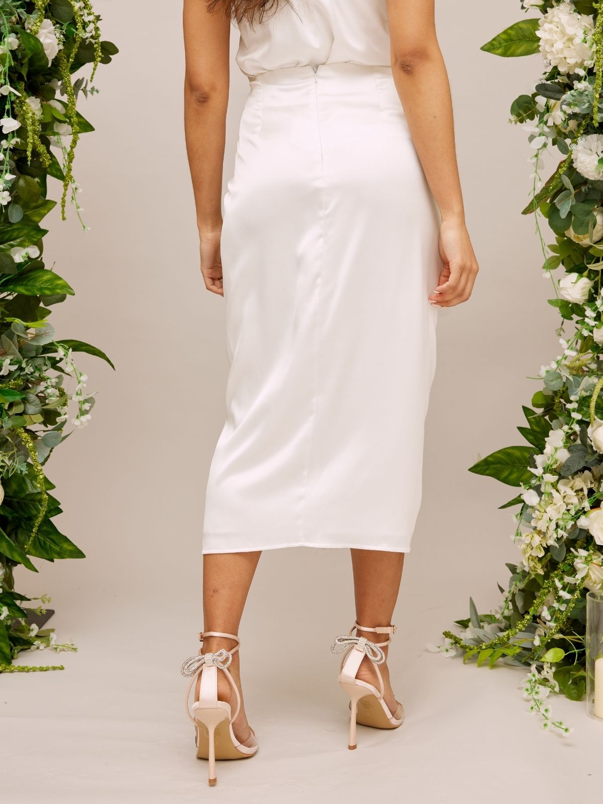 High Waist Satin Drape Bridal Skirt / Ivory
