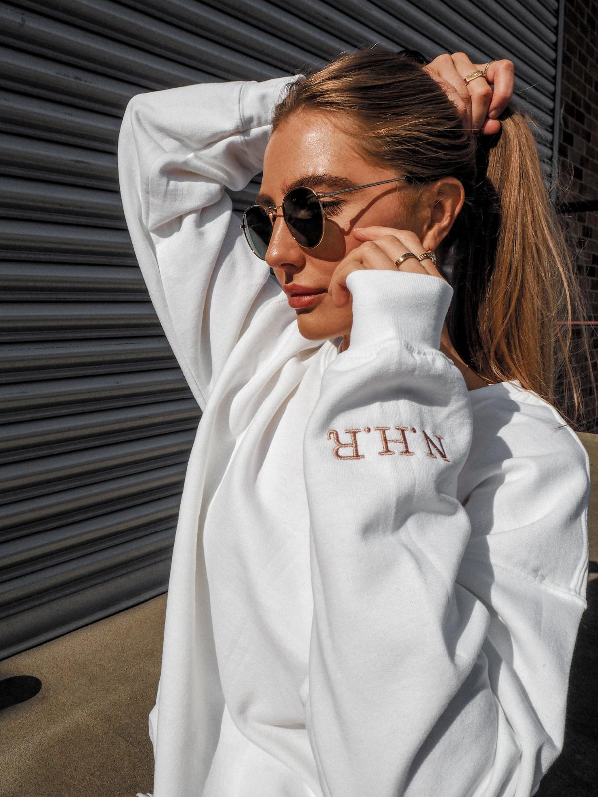 Personalised White Sweater | Kai White Round Neck Sweater