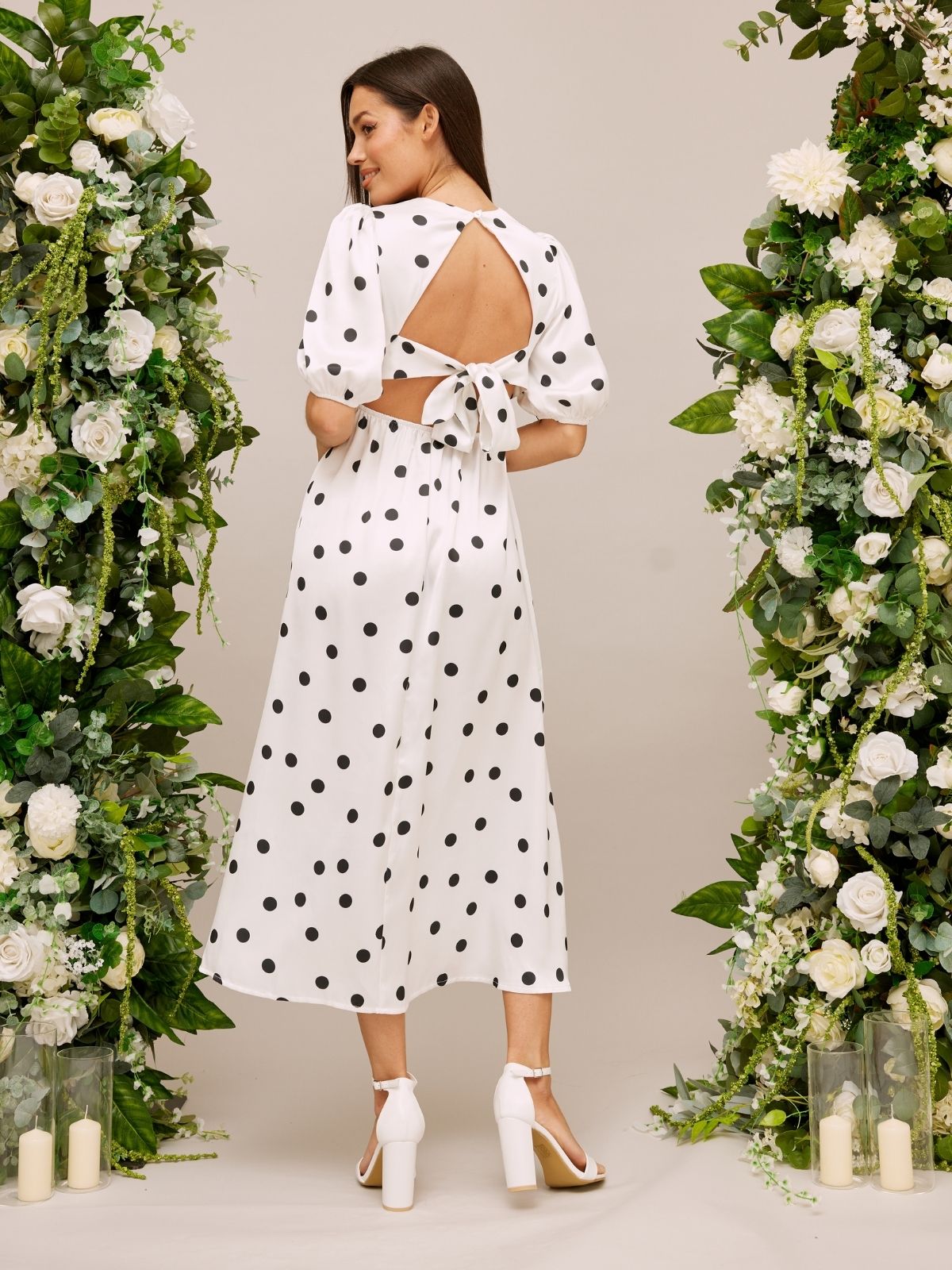 Black and White Spot Midi Dress