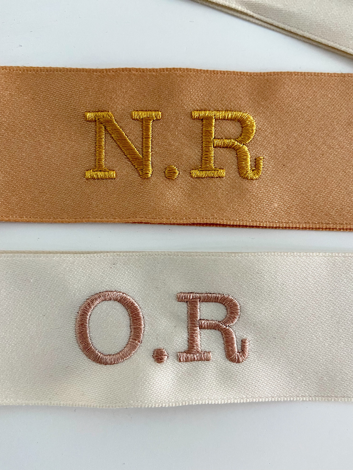 Pack Of Two Rose Gold And Ivory Personalised Ribbons