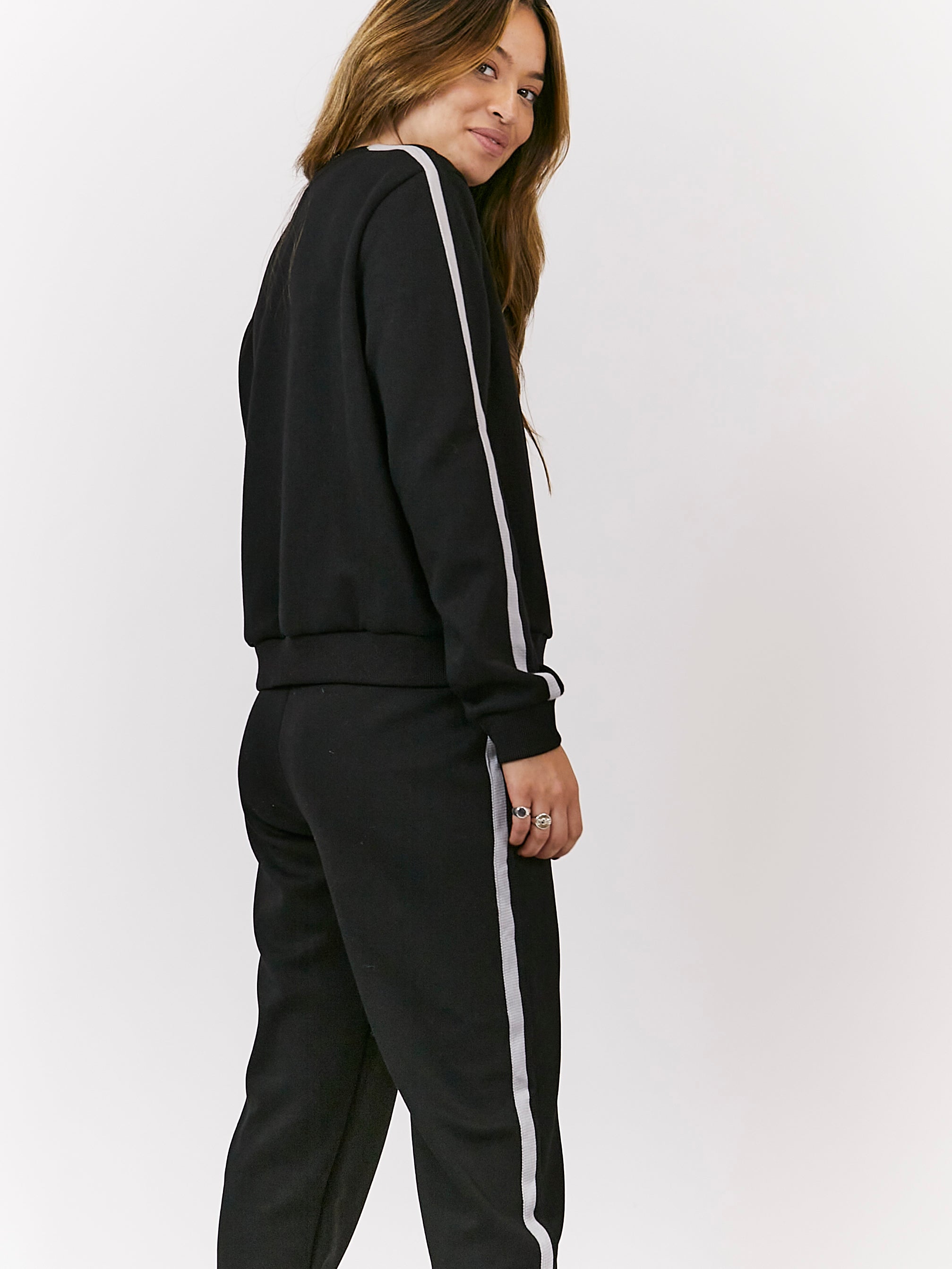 Black Joggers with White Stripe