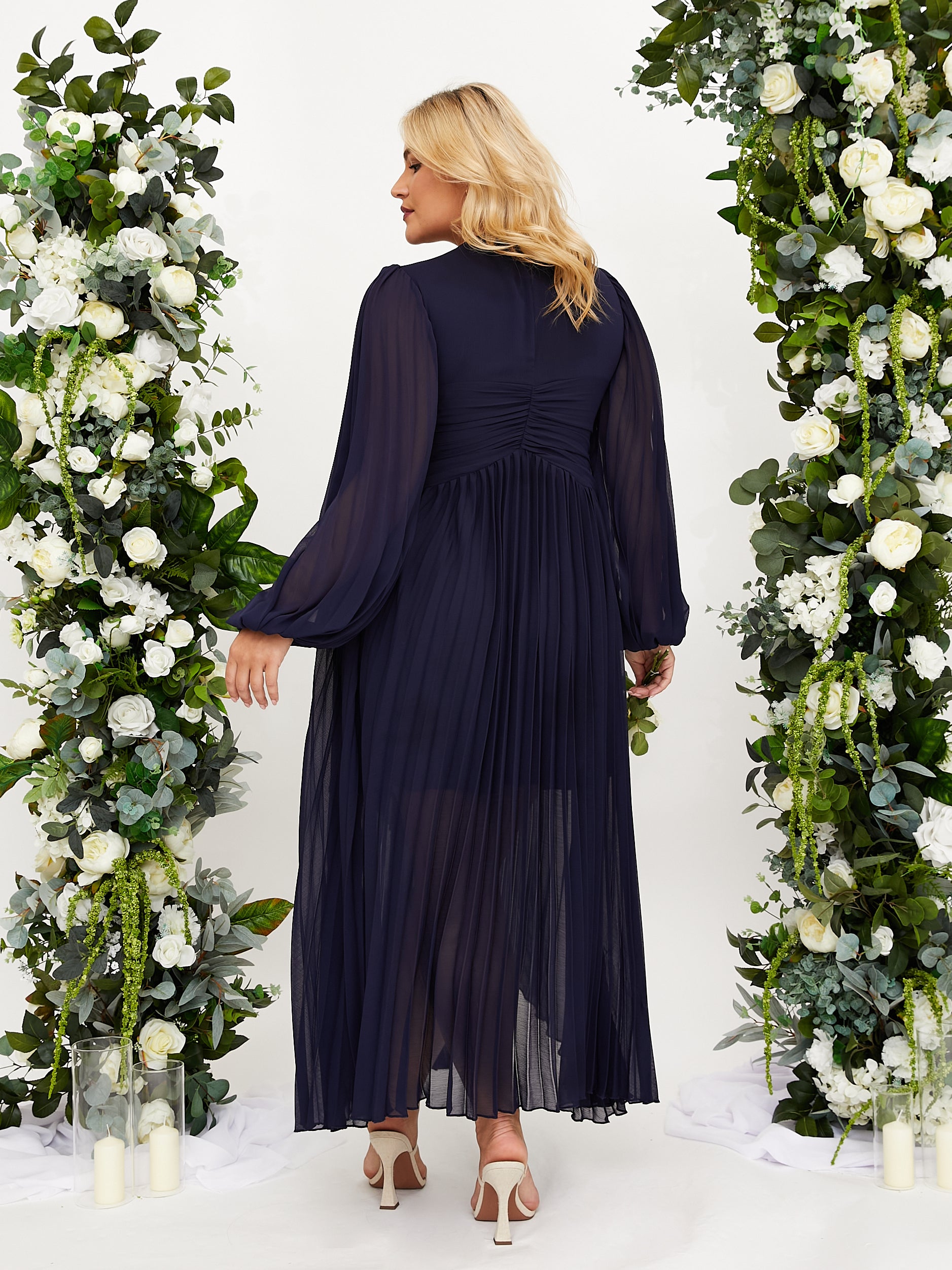 Navy Long Sleeve Maxi Dress