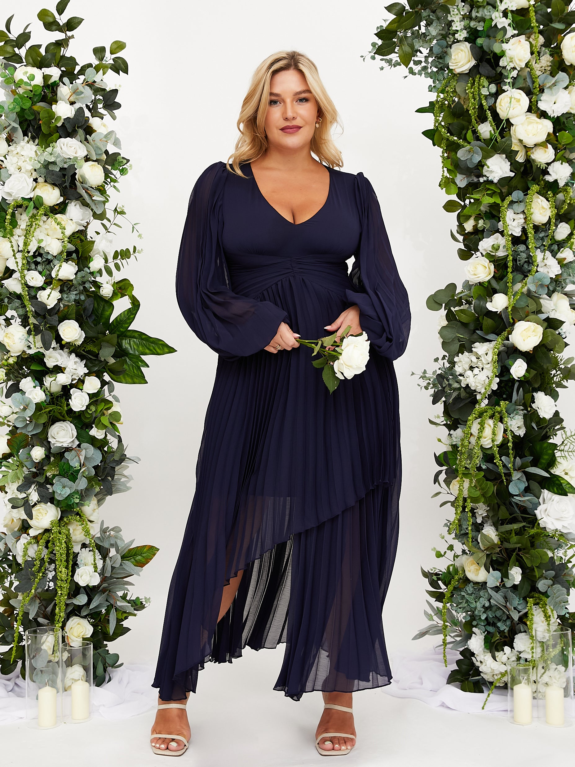 Navy Long Sleeve Maxi Dress