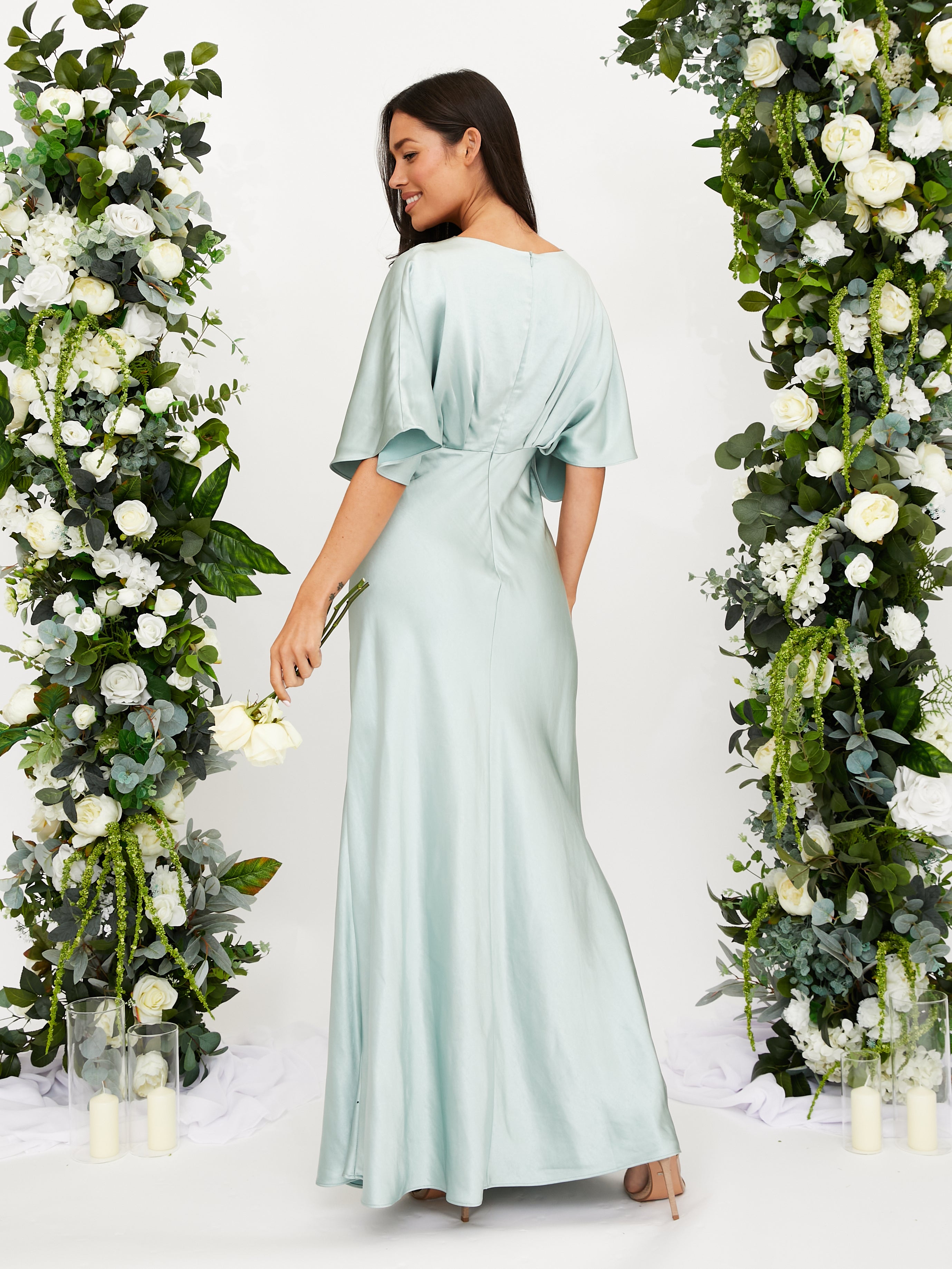 Sage Satin Bridesmaid Dress